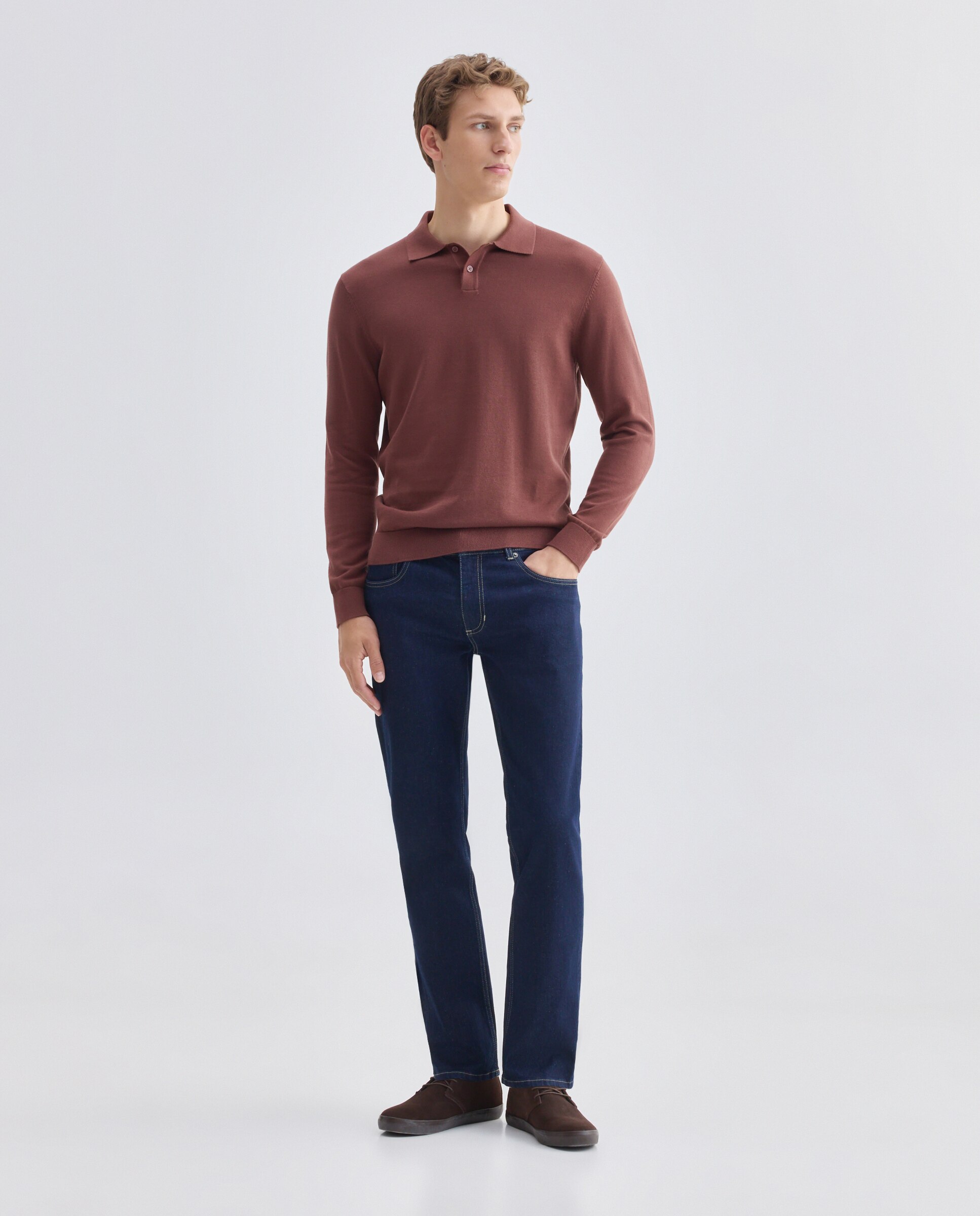 Jersey de hombre cuello polo liso 100% Algodón 770 Terracota-2