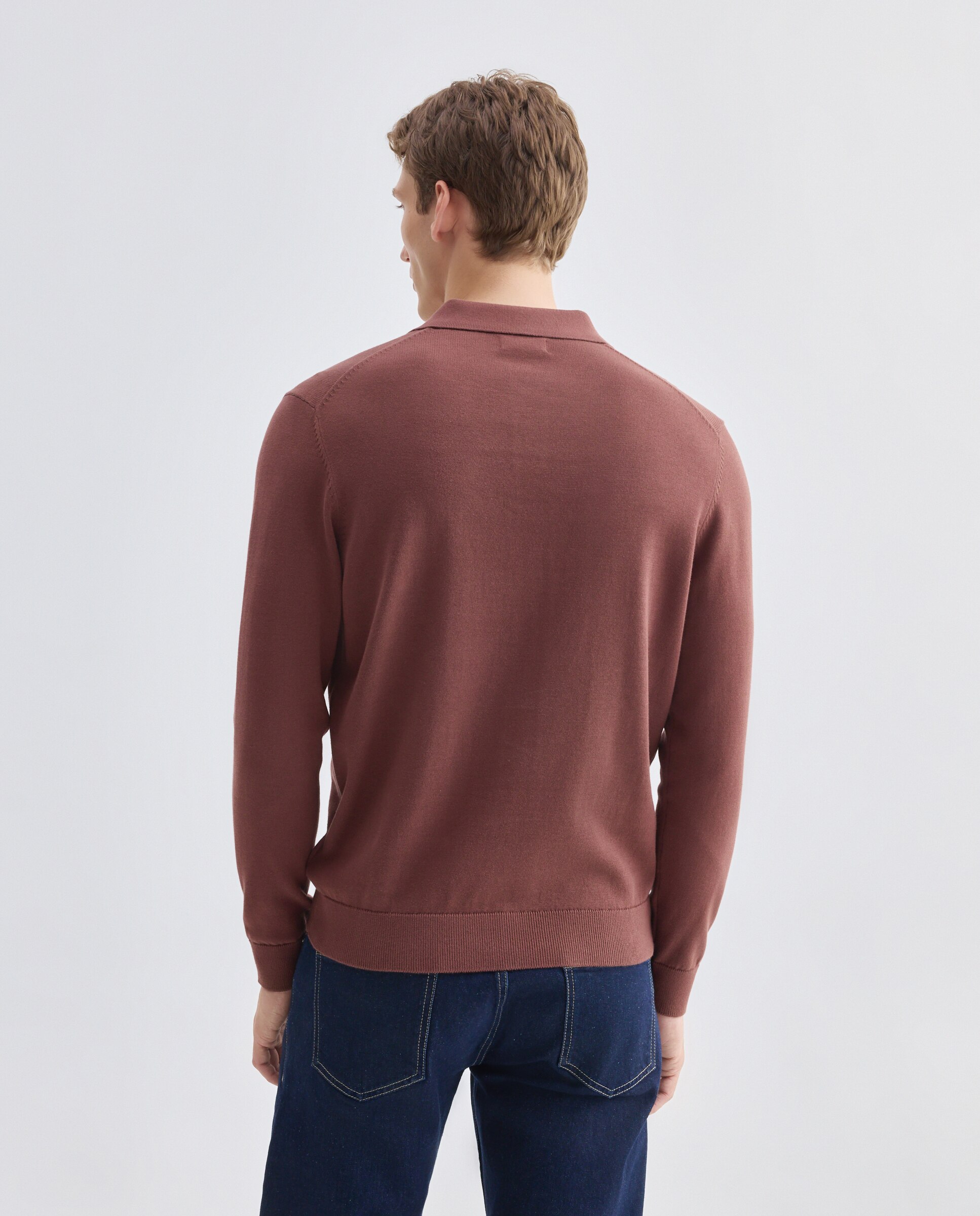 Jersey de hombre cuello polo liso 100% Algodón 770 Terracota-3