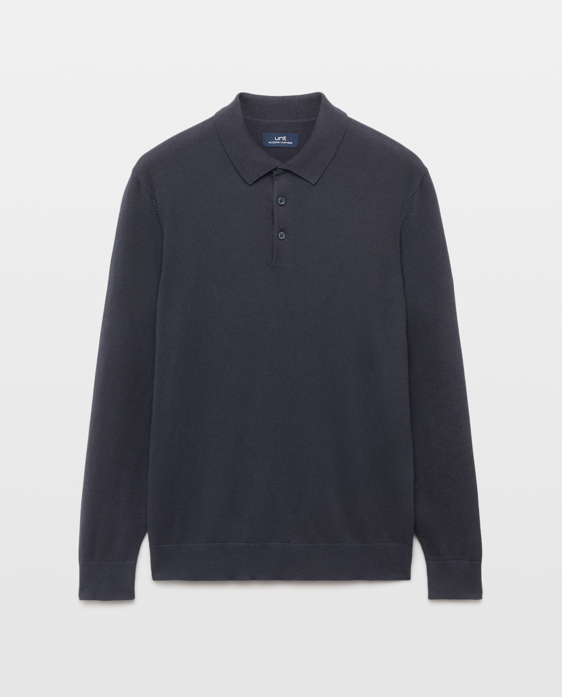 Jersey de hombre cuello polo liso Cotton Cashmere Azul marino-4