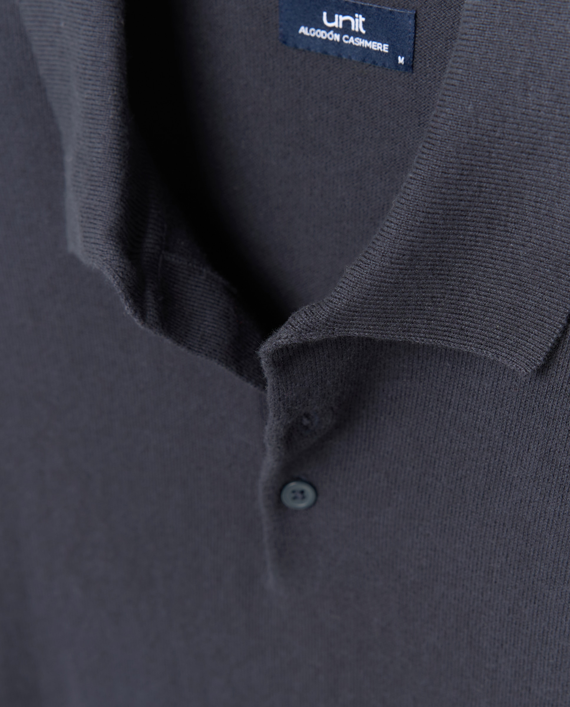 Jersey de hombre cuello polo liso Cotton Cashmere Azul marino-5