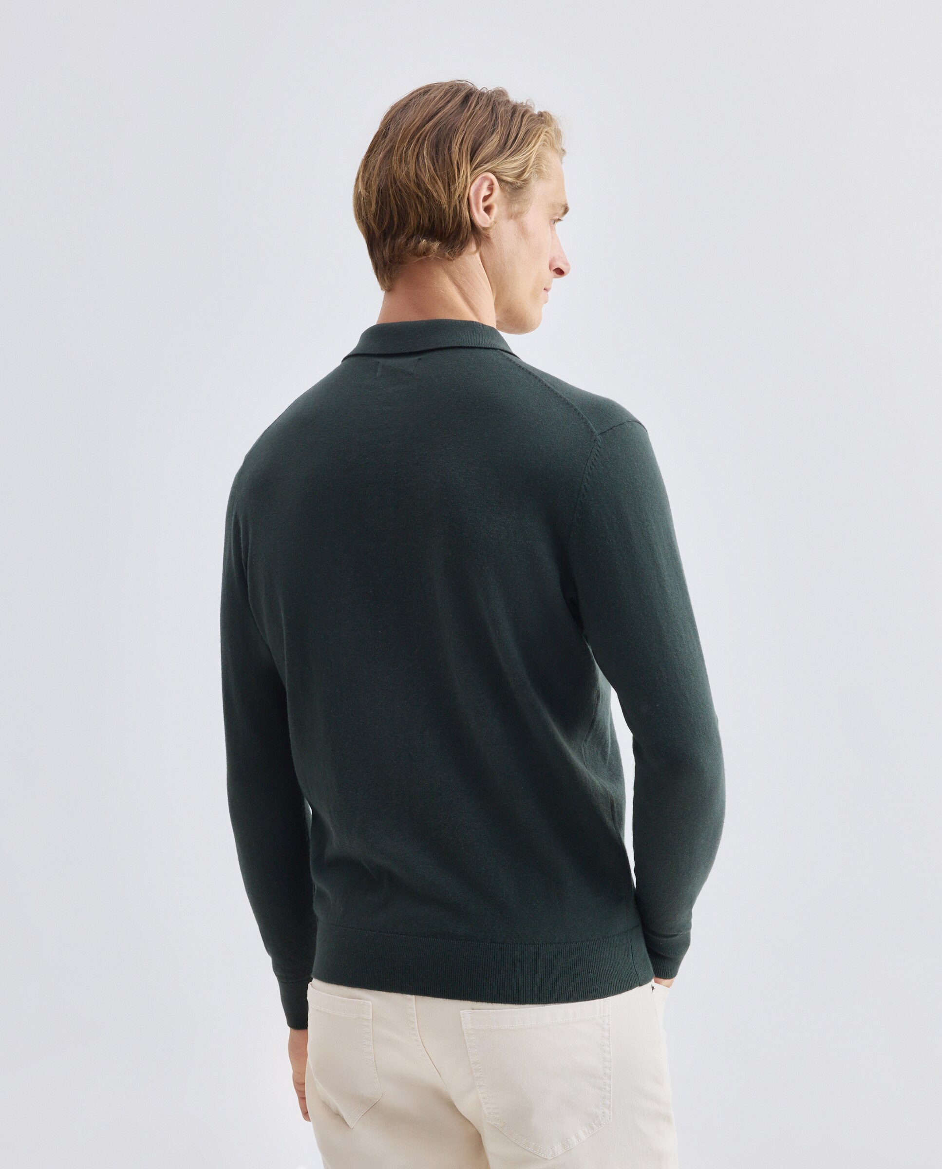 Jersey de hombre cuello polo liso Cotton Cashmere 500 VERDE-3