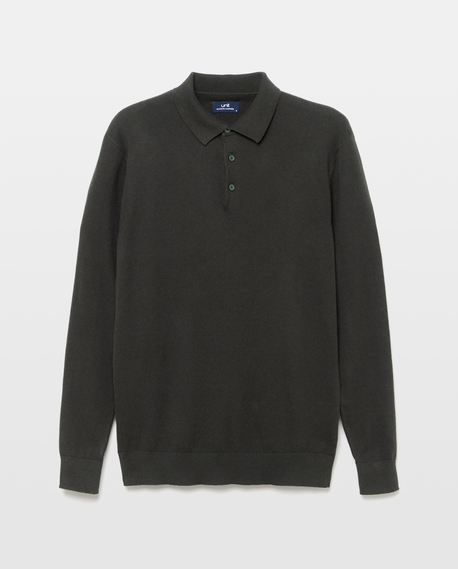 Jersey de hombre cuello polo liso Cotton Cashmere 500 VERDE-4