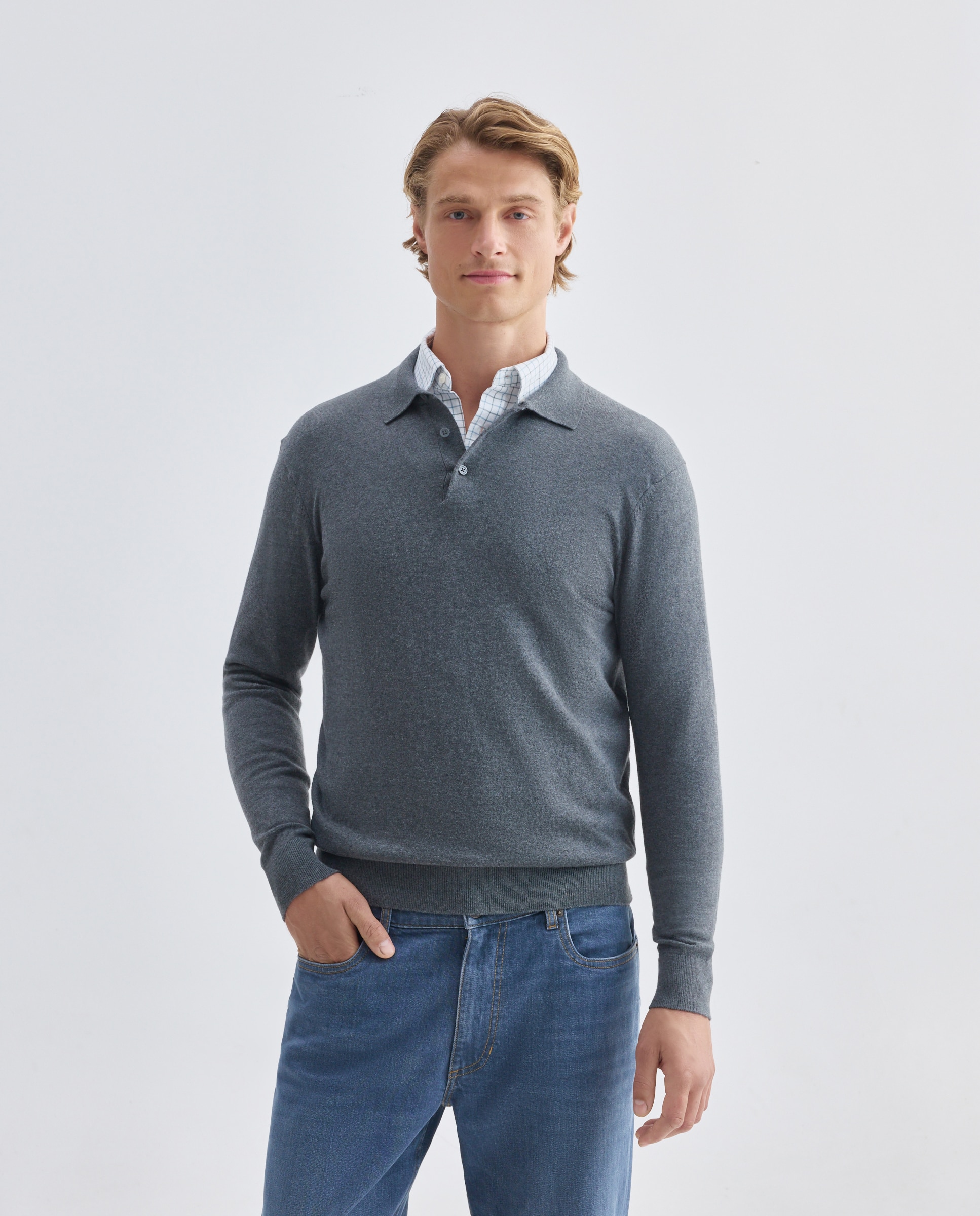 Imagen 0 de Jersey de hombre cuello polo liso Cotton Cashmere