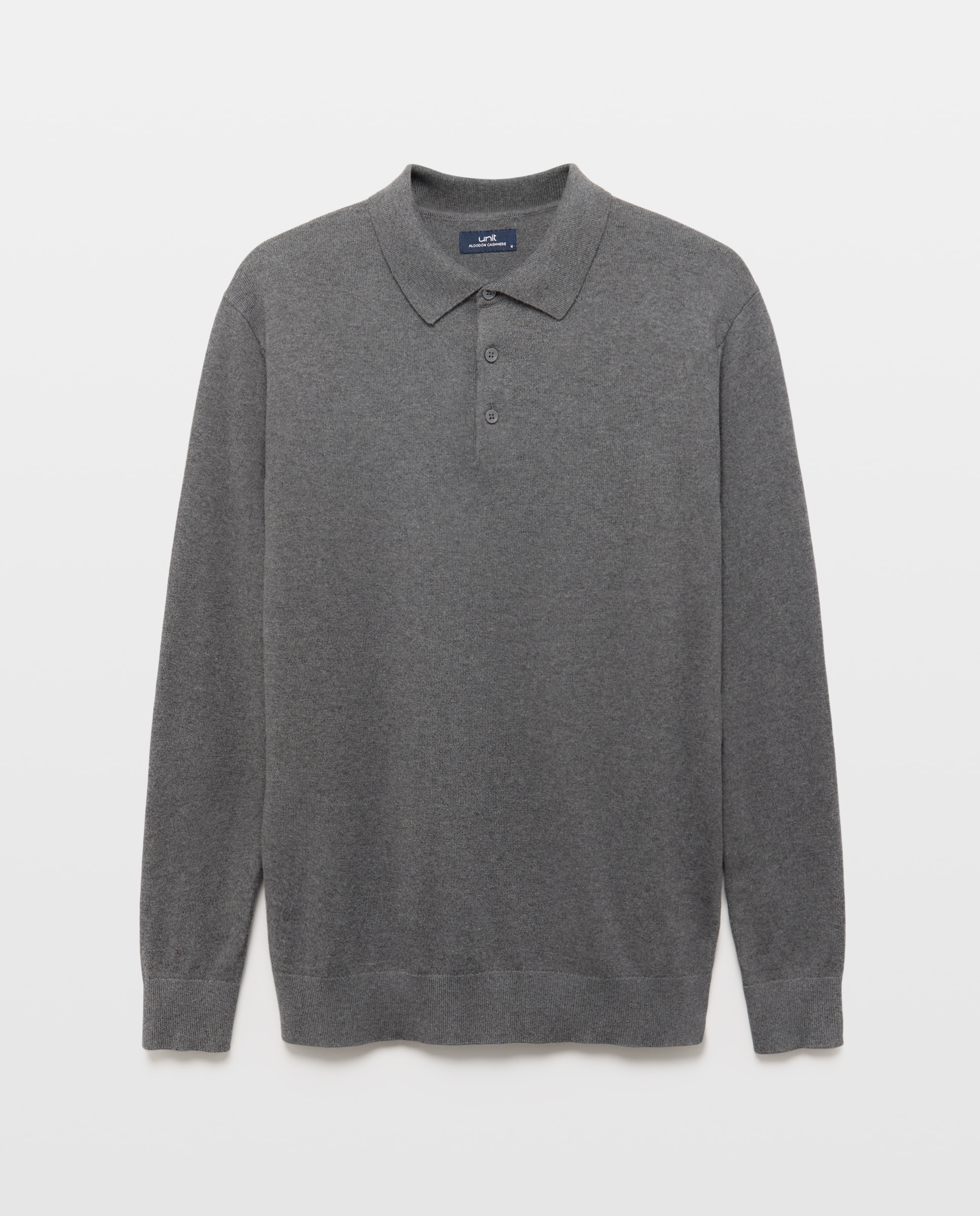 Jersey de hombre cuello polo liso Cotton Cashmere 830 Antracita-4