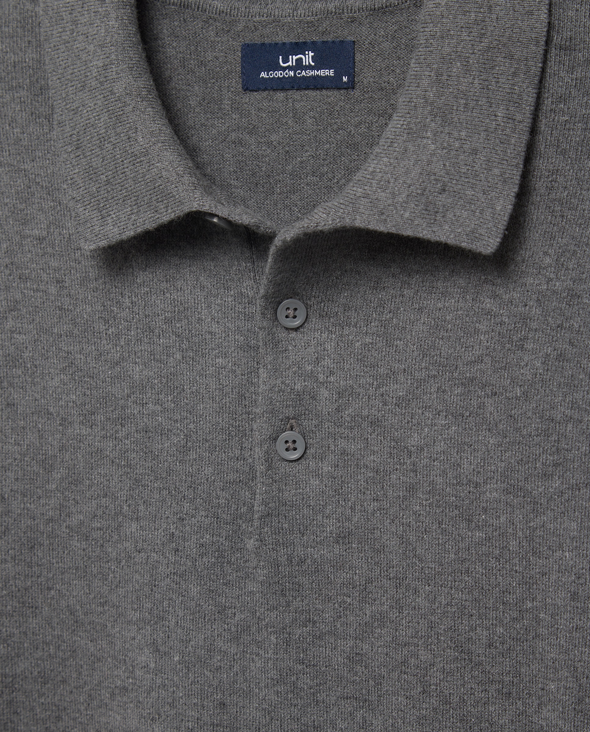 Jersey de hombre cuello polo liso Cotton Cashmere 830 Antracita-5