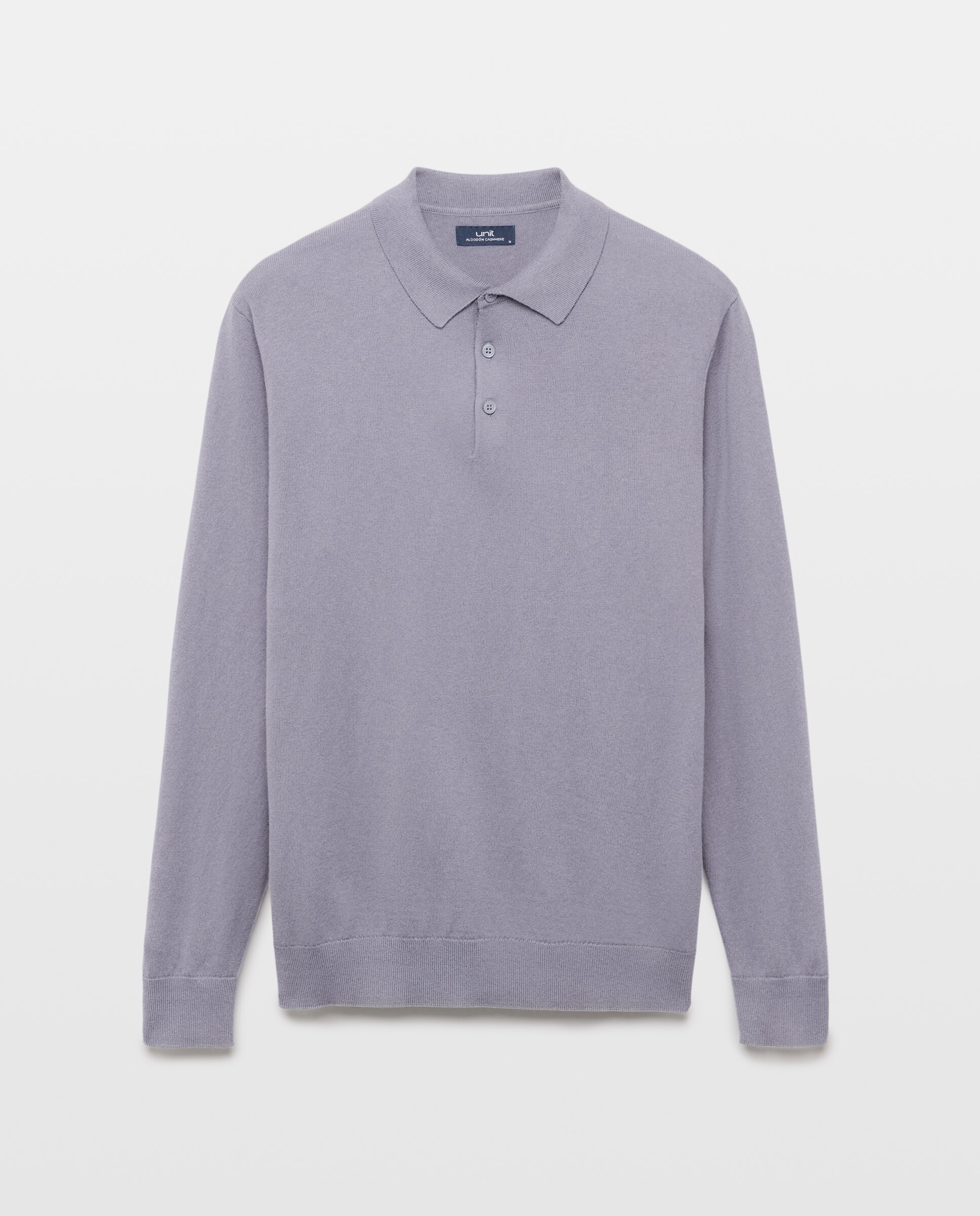 Jersey de hombre cuello polo liso Cotton Cashmere 410 Azul claro-4