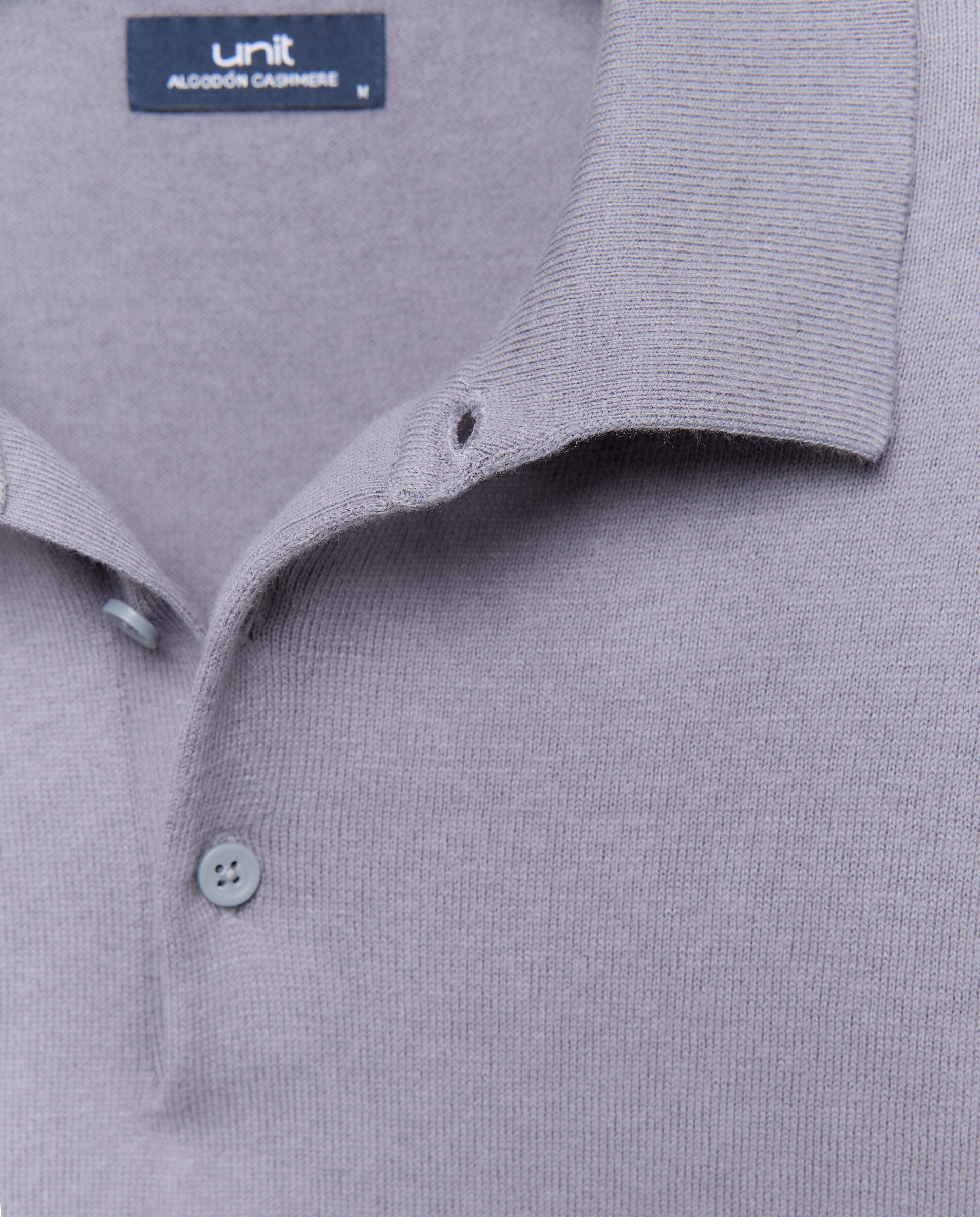 Jersey de hombre cuello polo liso Cotton Cashmere 410 Azul claro-5