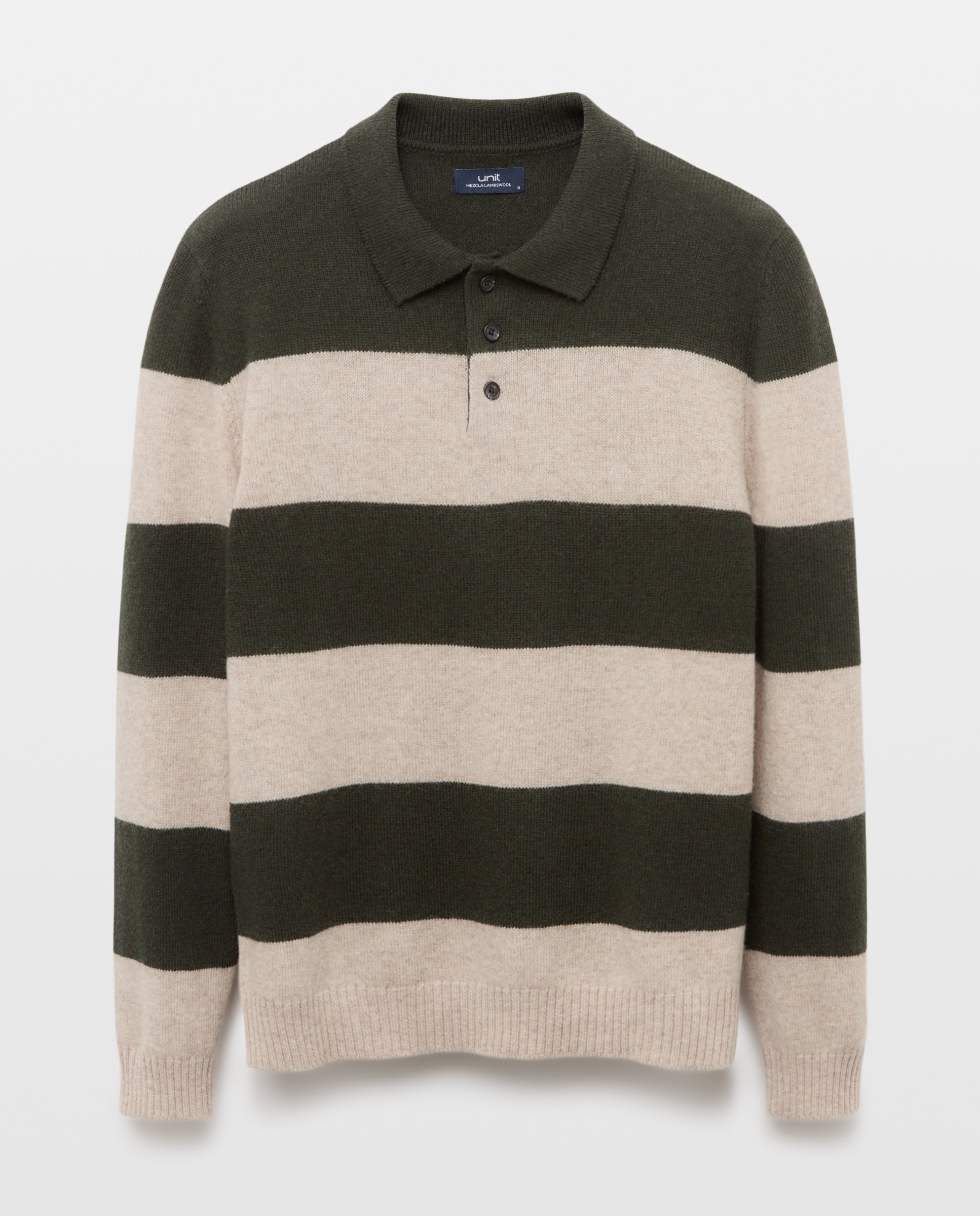 Jersey de hombre cuello polo rayas Lambswool Nylon 530 Verde oscuro-4