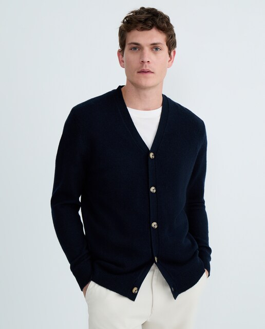 Imagen 0 de Cardigan de hombre botones liso Lambswool Nylon