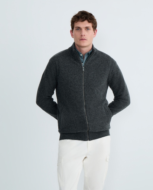 Imagen 0 de Chaqueta de hombre cremallera lisa Lambswool Nylon