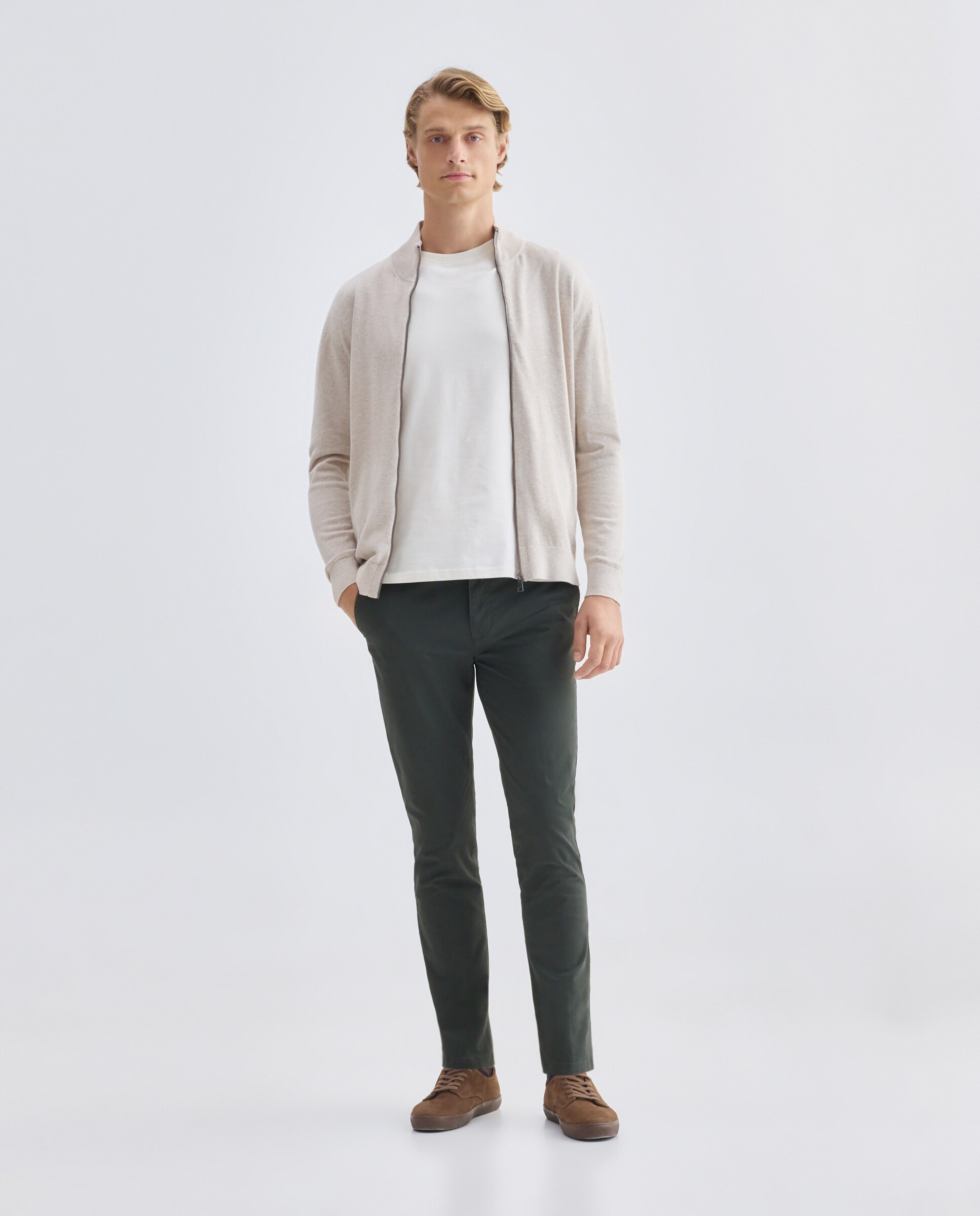 Chaqueta de hombre cremallera lisa 100% Algodón 710 Beige-2