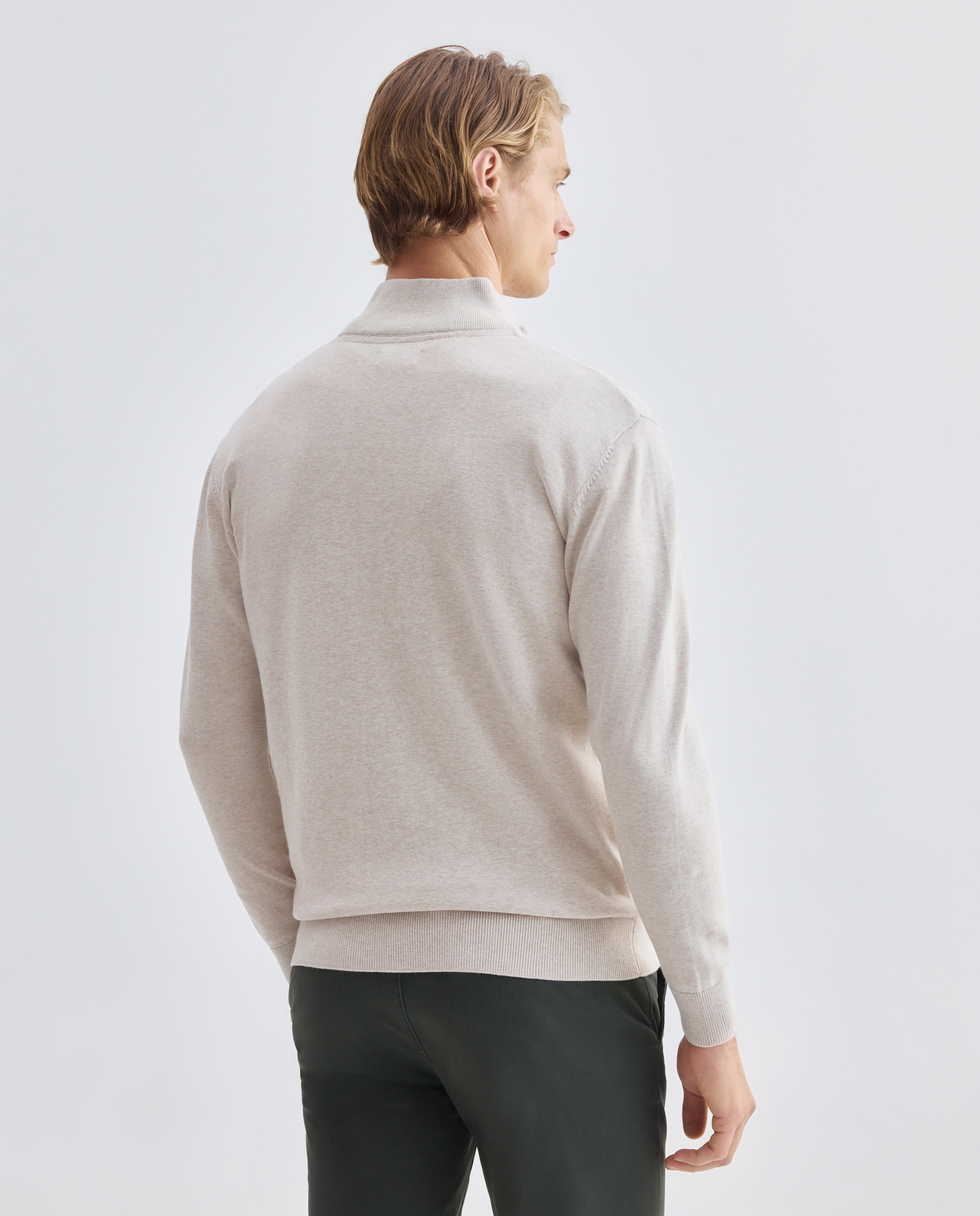 Chaqueta de hombre cremallera lisa 100% Algodón 710 Beige-3