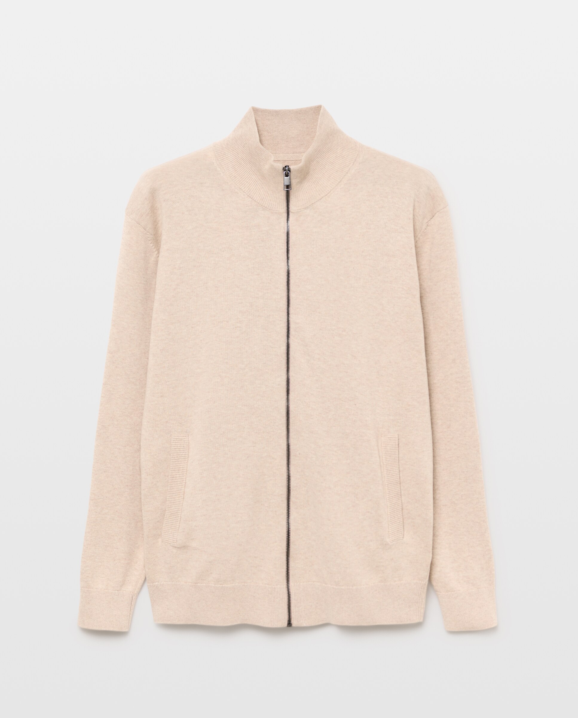 Chaqueta de hombre cremallera lisa 100% Algodón 710 Beige-4
