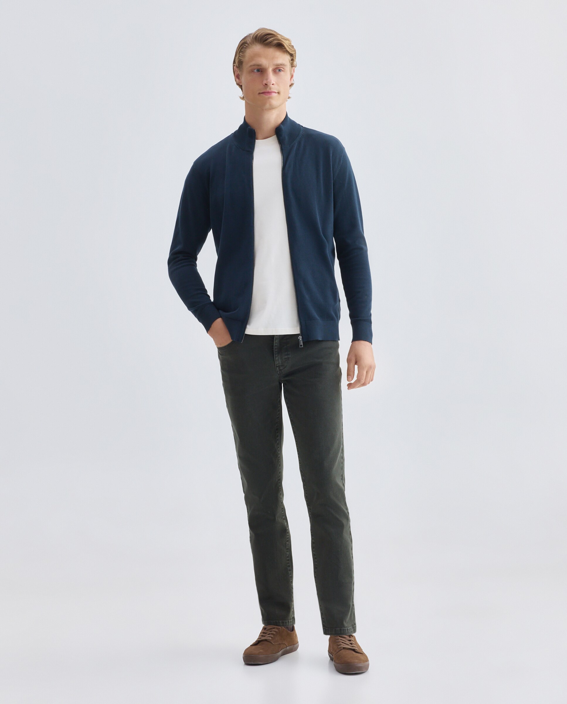 Chaqueta de hombre cremallera lisa 100% Algodón Azul marino-2