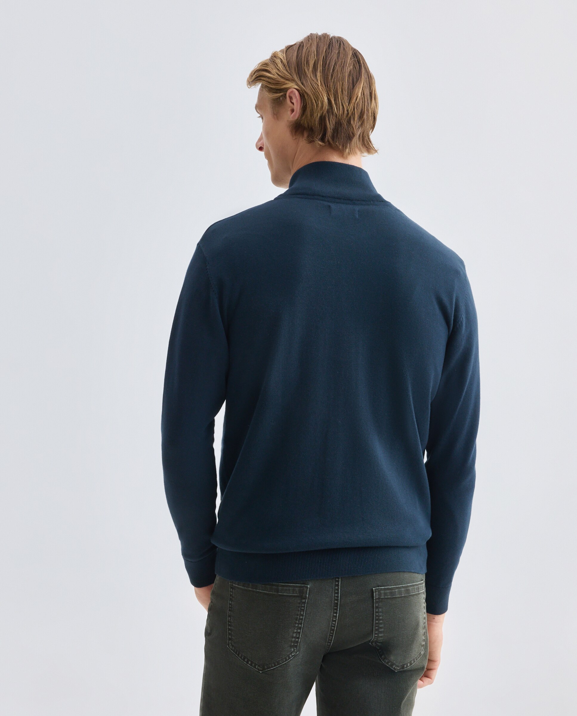 Chaqueta de hombre cremallera lisa 100% Algodón Azul marino-3