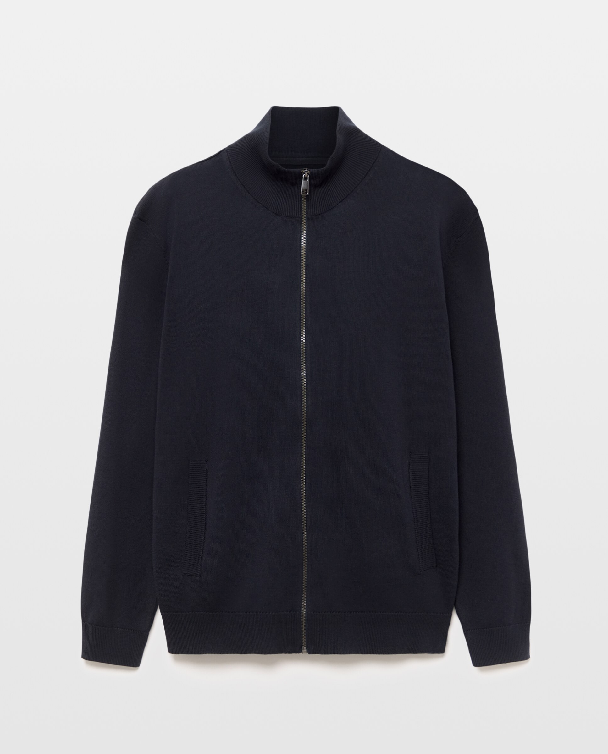 Chaqueta de hombre cremallera lisa 100% Algodón Azul marino-4