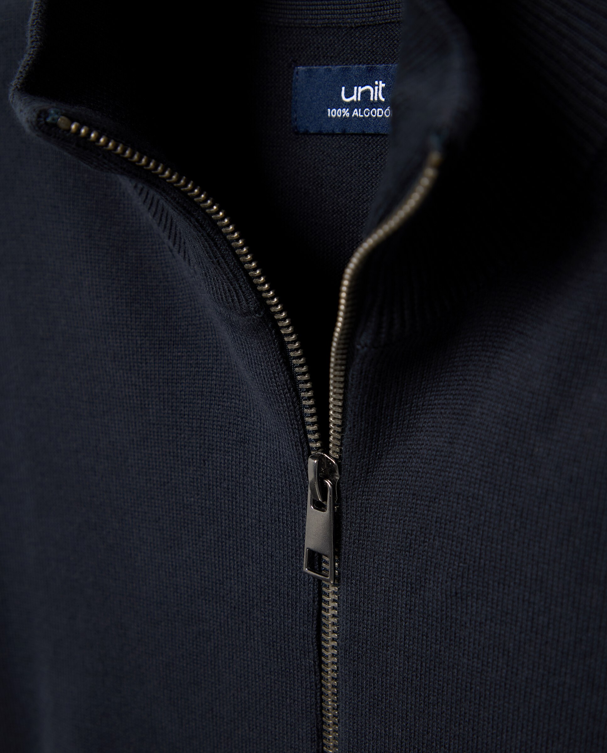 Chaqueta de hombre cremallera lisa 100% Algodón Azul marino-5