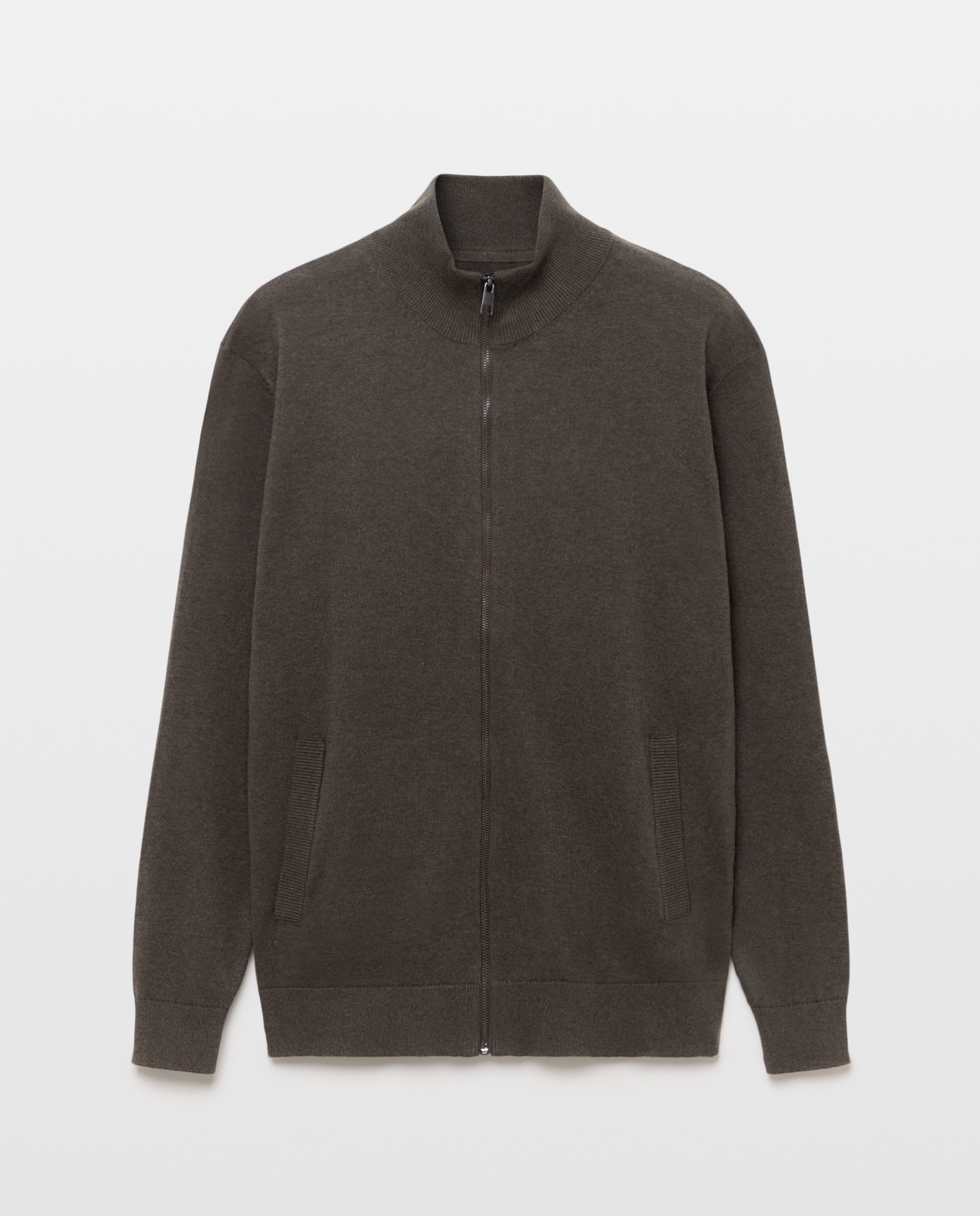 Chaqueta de hombre cremallera lisa 100% Algodón 530 Verde oscuro-4
