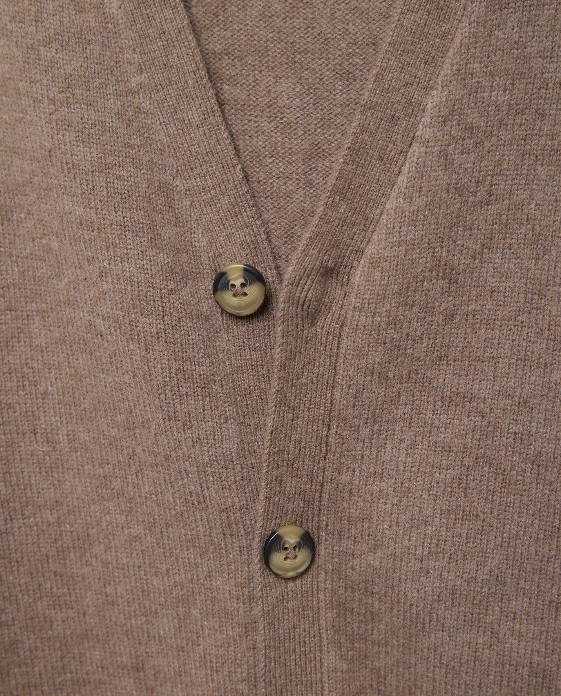 Cardigan de hombre botones liso Lambswool Nylon Marrón-5