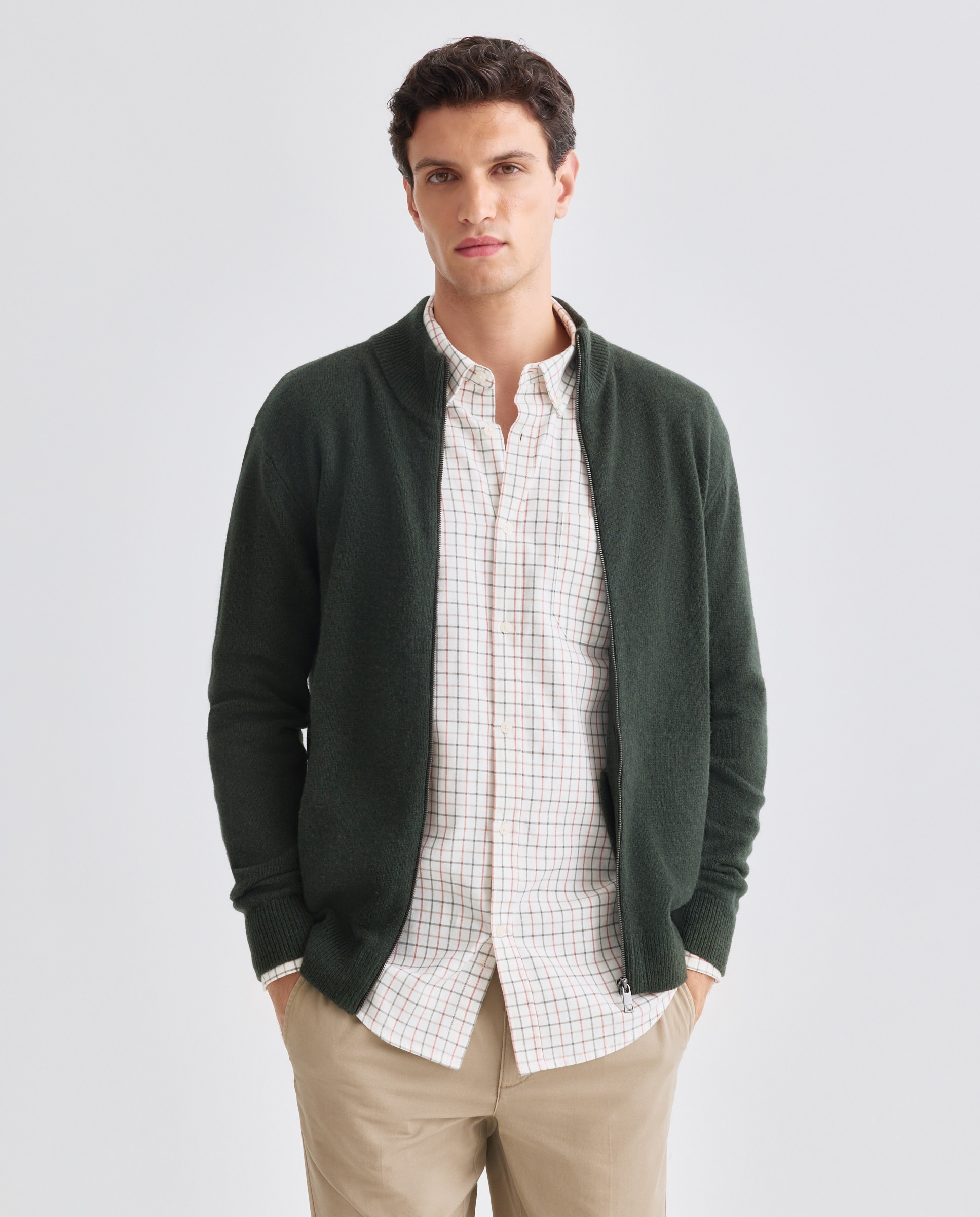Imagen 0 de Chaqueta de hombre cremallera lisa Lambswool Nylon