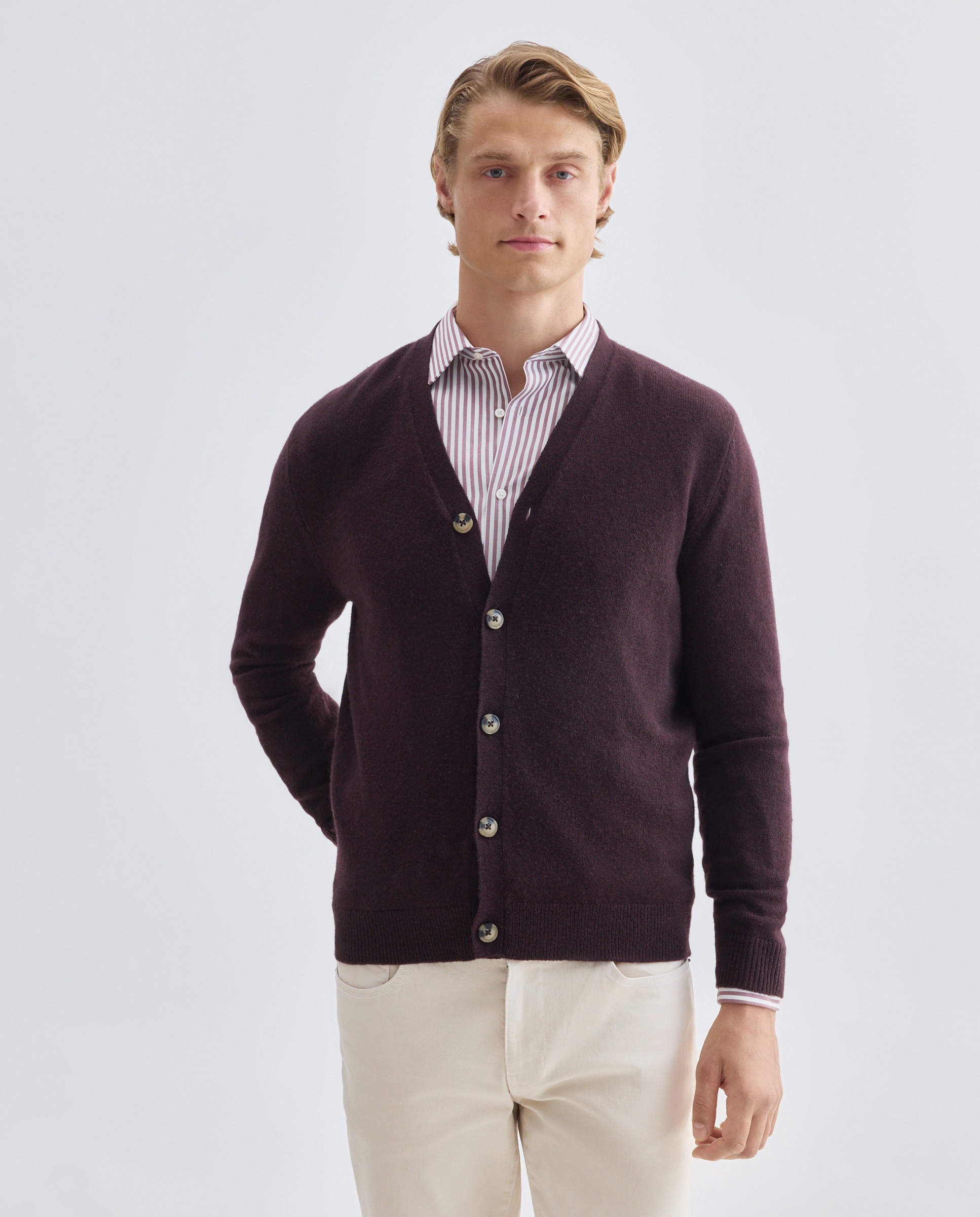 Imagen 0 de Cardigan de hombre botones liso Lambswool Nylon