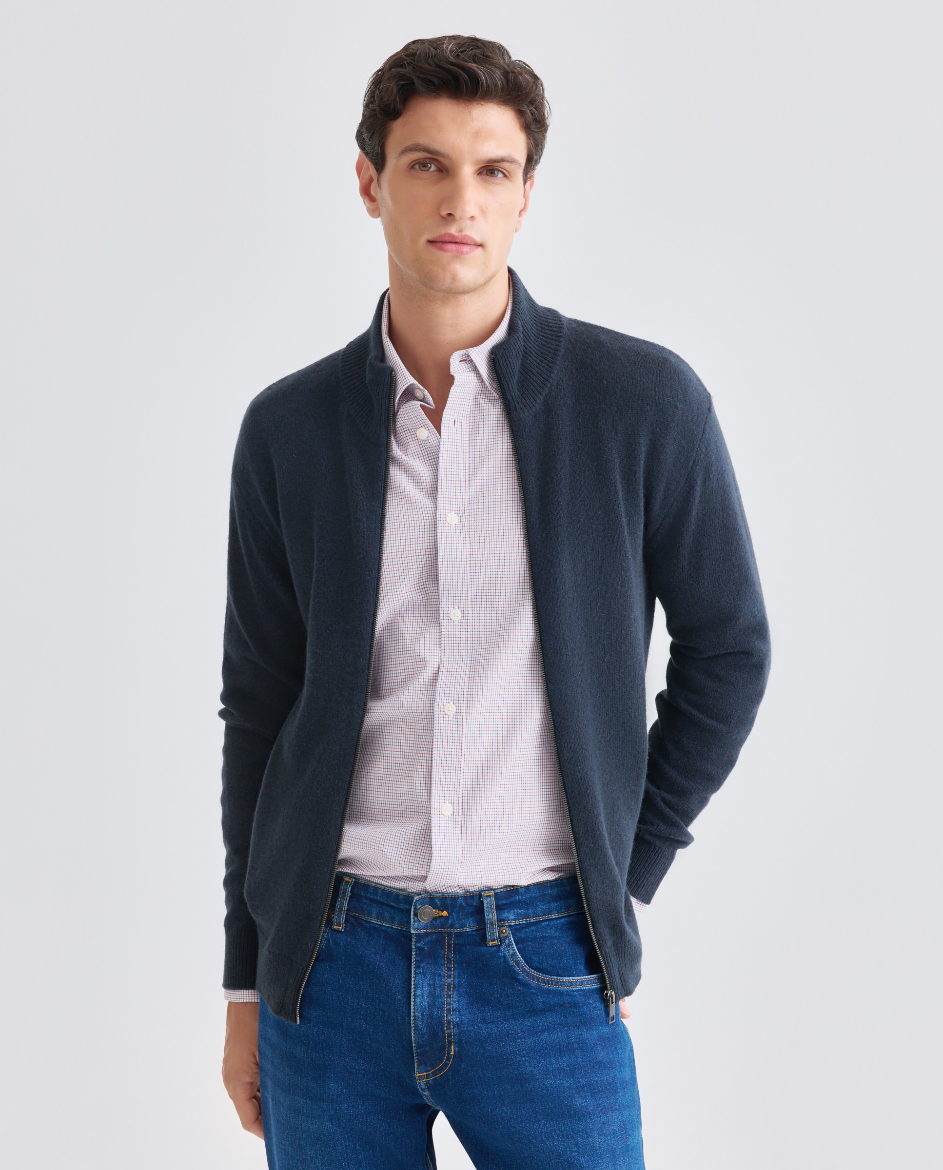 Imagen 0 de Chaqueta de hombre cremallera lisa Lambswool Nylon