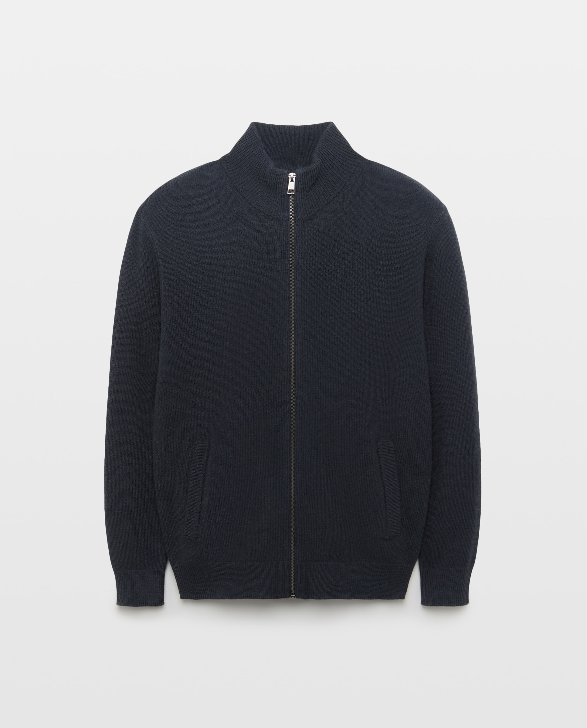 Chaqueta de hombre cremallera lisa Lambswool Nylon Azul marino-4