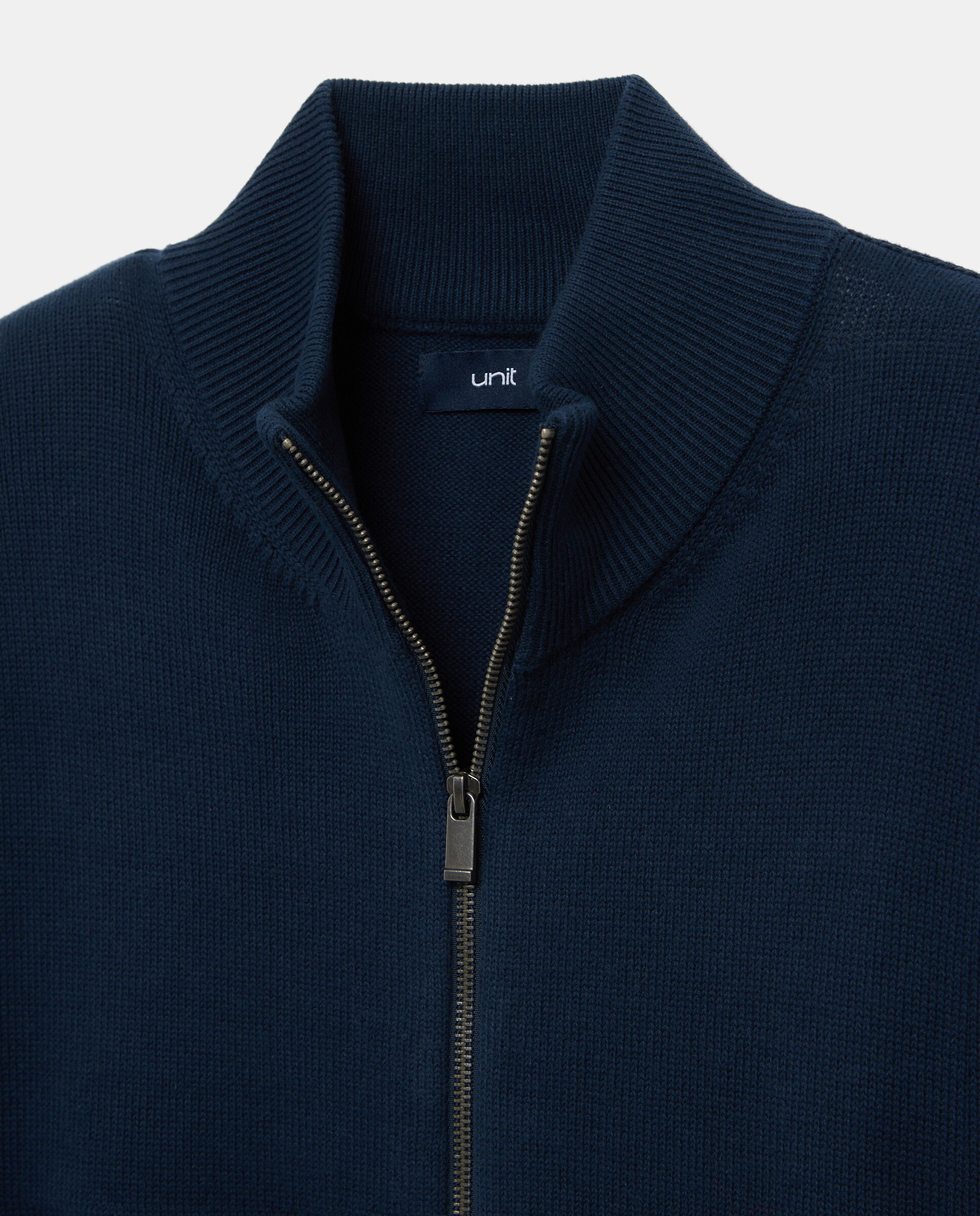 Chaqueta de hombre cremallera lisa bolsillos Cotton Nylon 471 Índigo-5