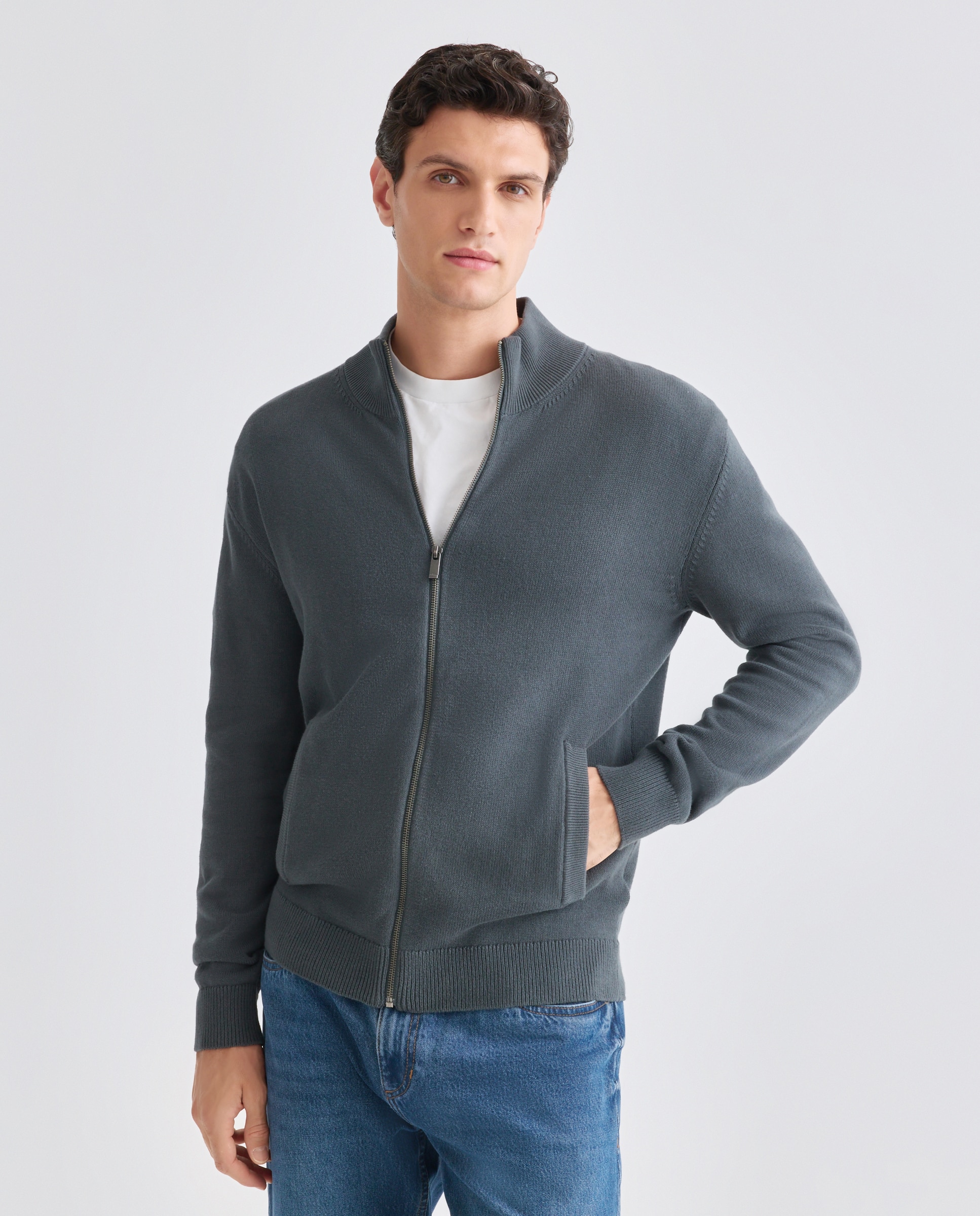 Imagen 0 de Chaqueta de hombre cremallera lisa bolsillos Cotton Nylon
