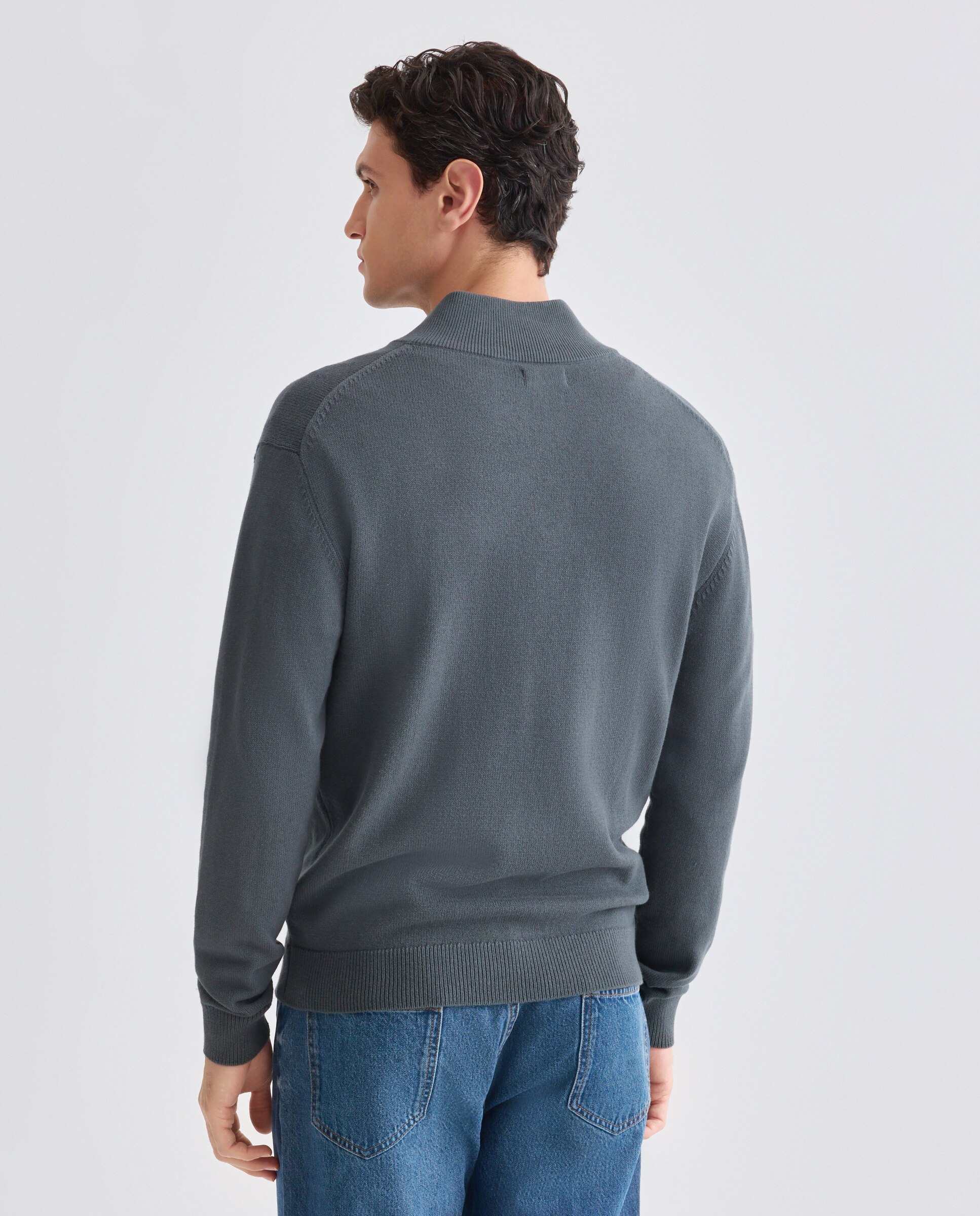 Chaqueta de hombre cremallera lisa bolsillos Cotton Nylon Verde Pato-3