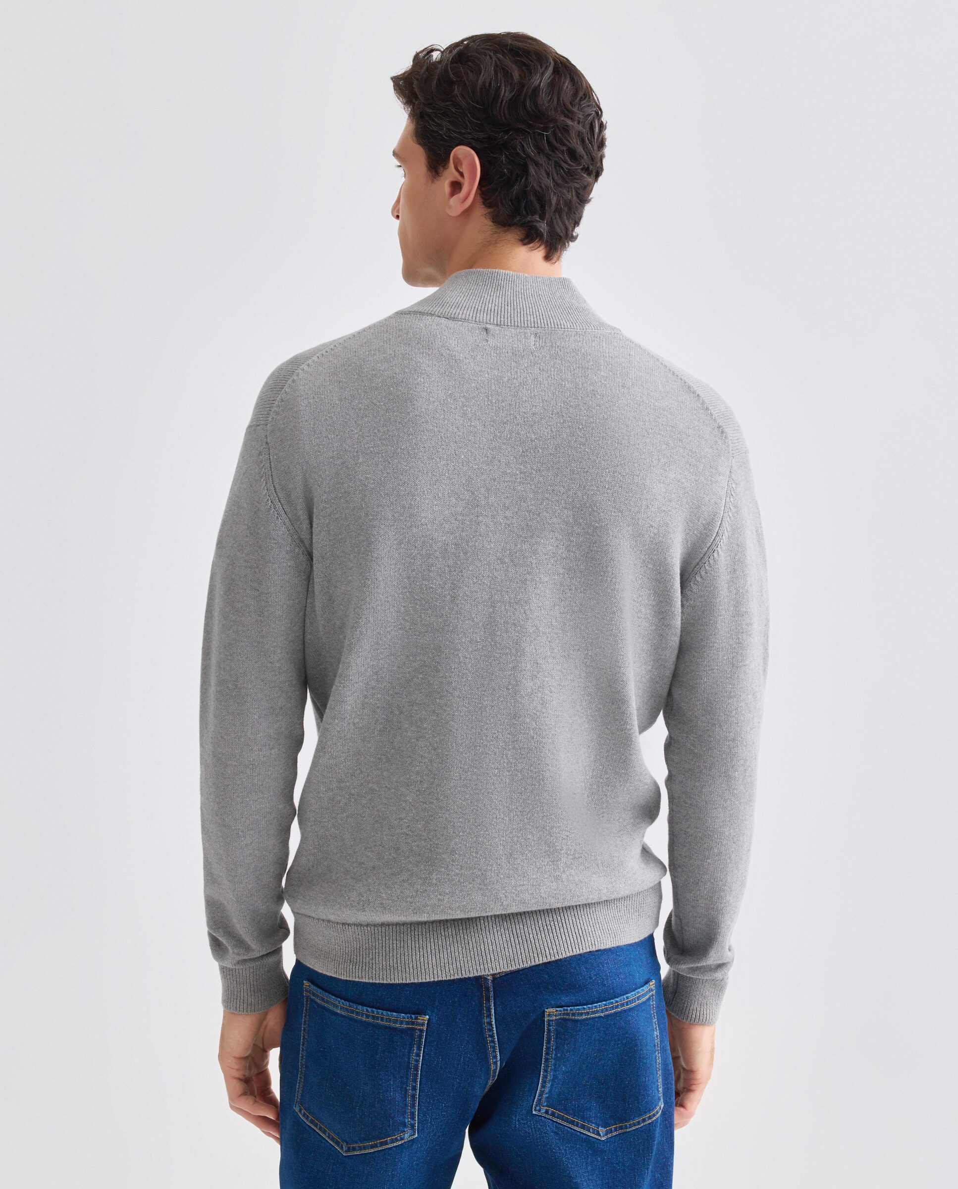 Chaqueta de hombre cremallera lisa bolsillos Cotton Nylon Gris claro-3