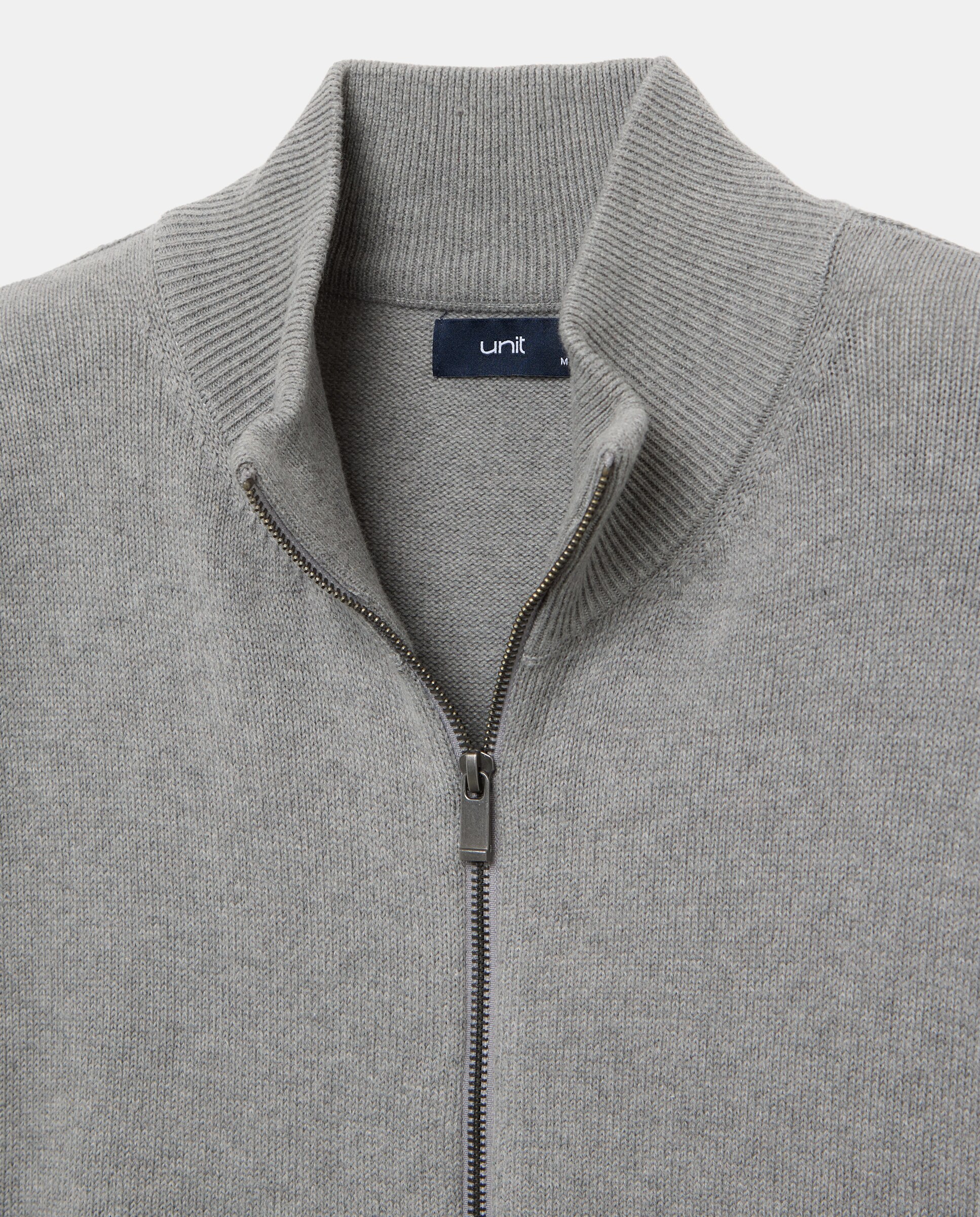 Chaqueta de hombre cremallera lisa bolsillos Cotton Nylon Gris claro-5