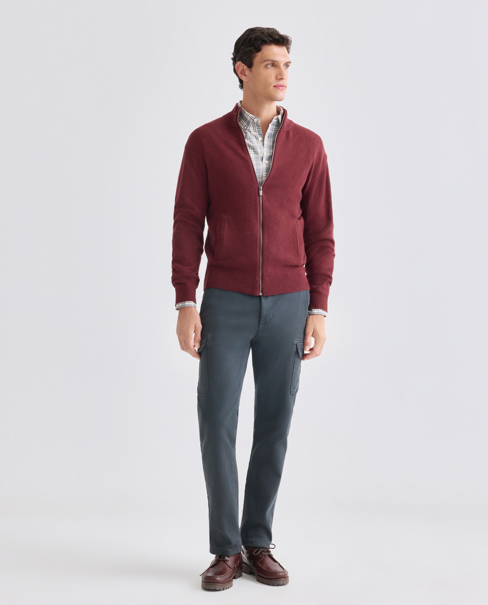 Chaqueta de hombre cremallera lisa bolsillos Cotton Nylon 600 Rojo-2