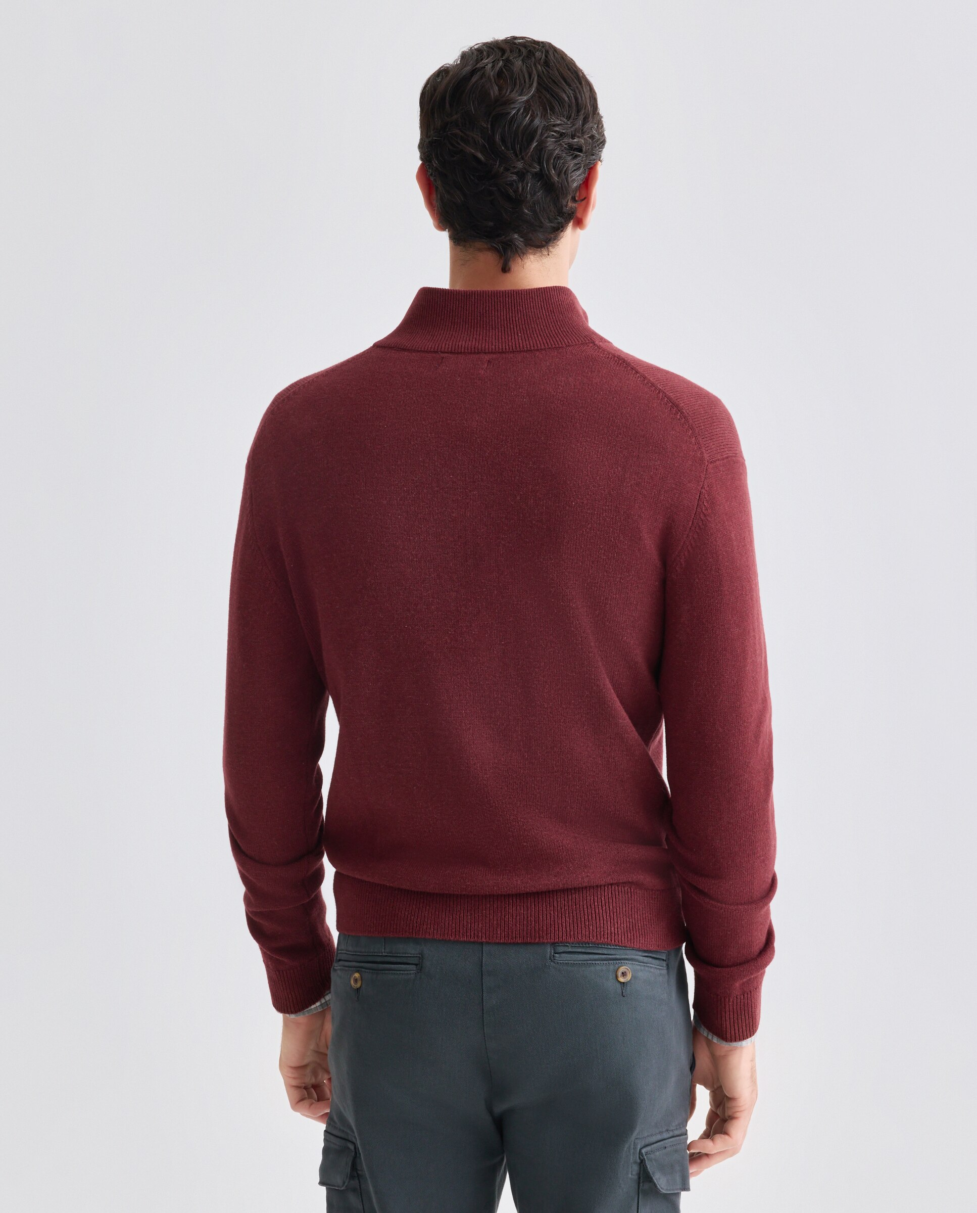 Chaqueta de hombre cremallera lisa bolsillos Cotton Nylon 600 Rojo-3