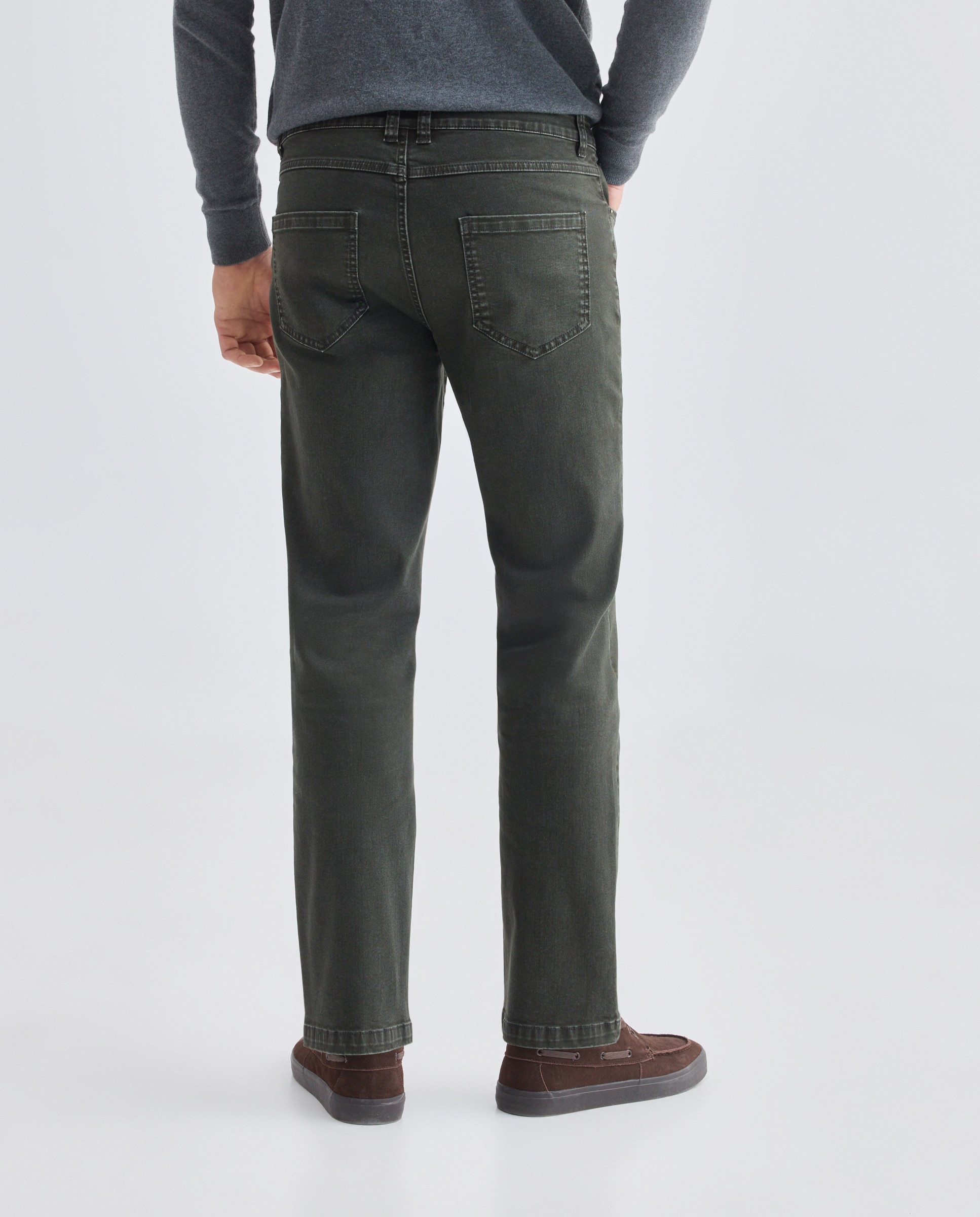 Pantalón hombre cinco bolsillos efecto lavado regular fit 530 Verde oscuro-3