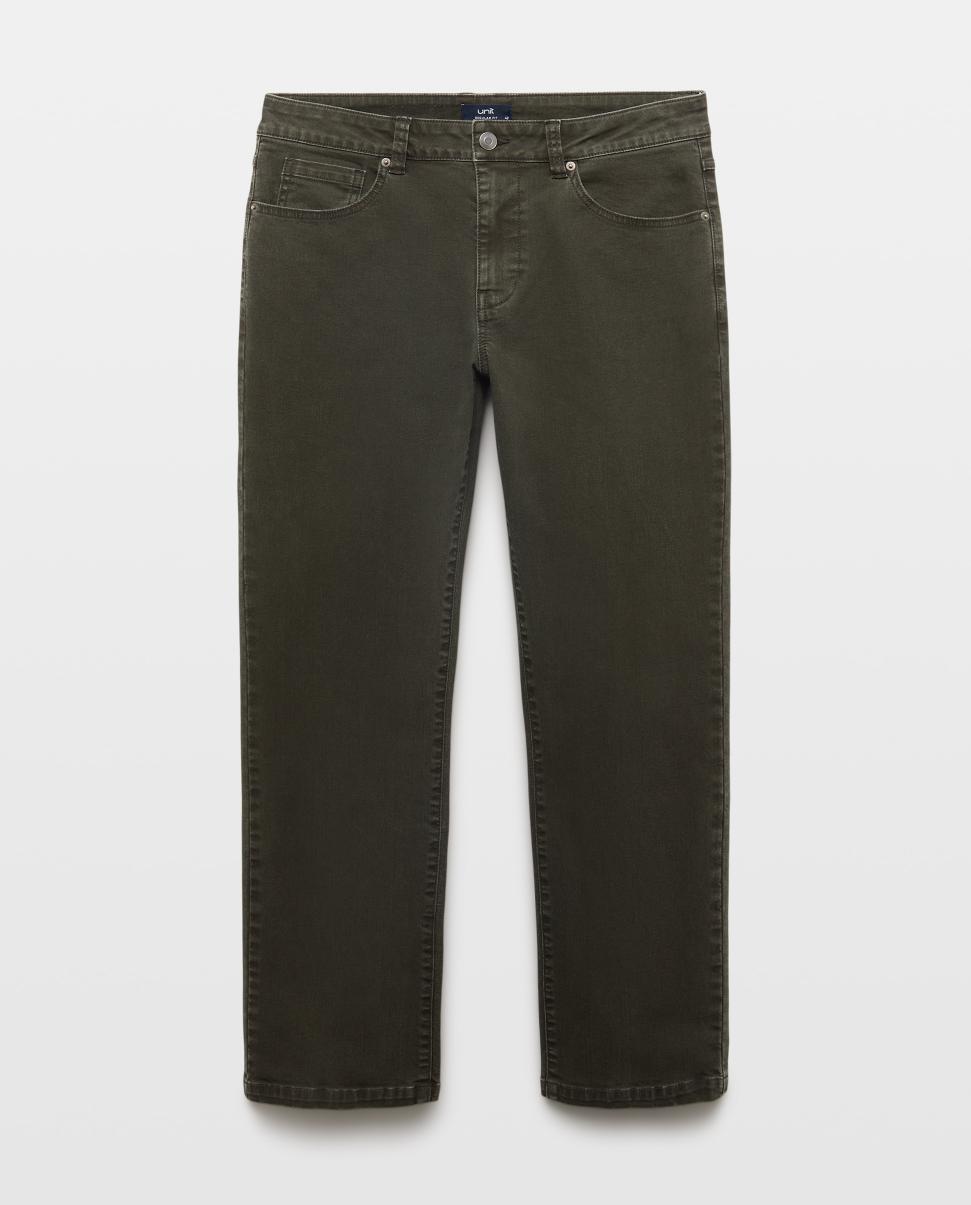 Pantalón hombre cinco bolsillos efecto lavado regular fit 530 Verde oscuro-4