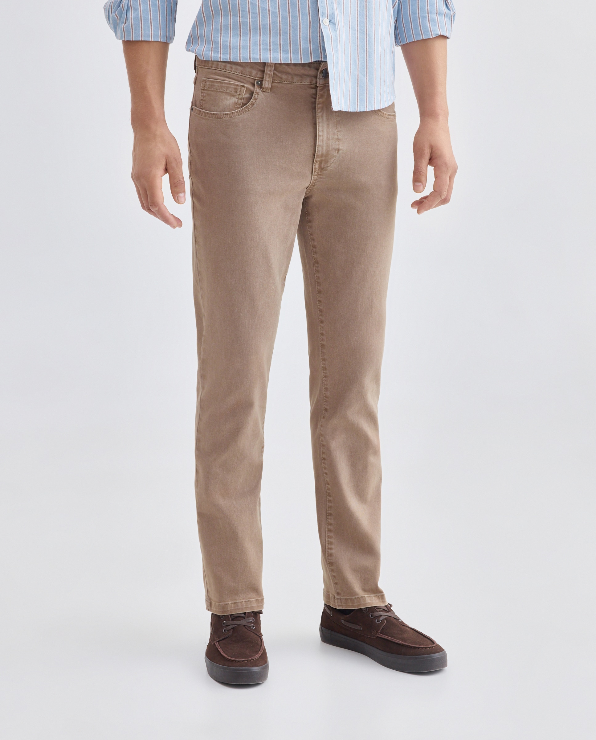 Pantalón hombre cinco bolsillos efecto lavado regular fit 710 Beige-2