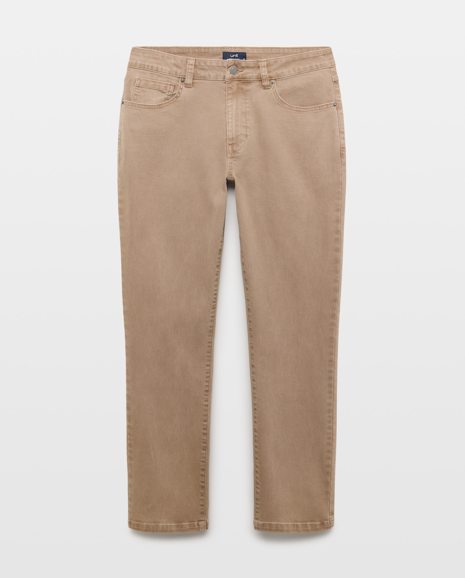 Pantalón hombre cinco bolsillos efecto lavado regular fit 710 Beige-4