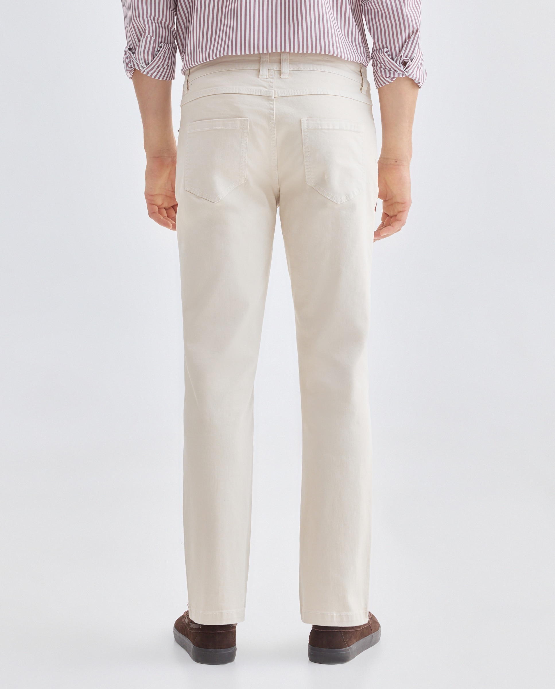 Pantalón hombre cinco bolsillos efecto lavado regular fit Blanco roto-3