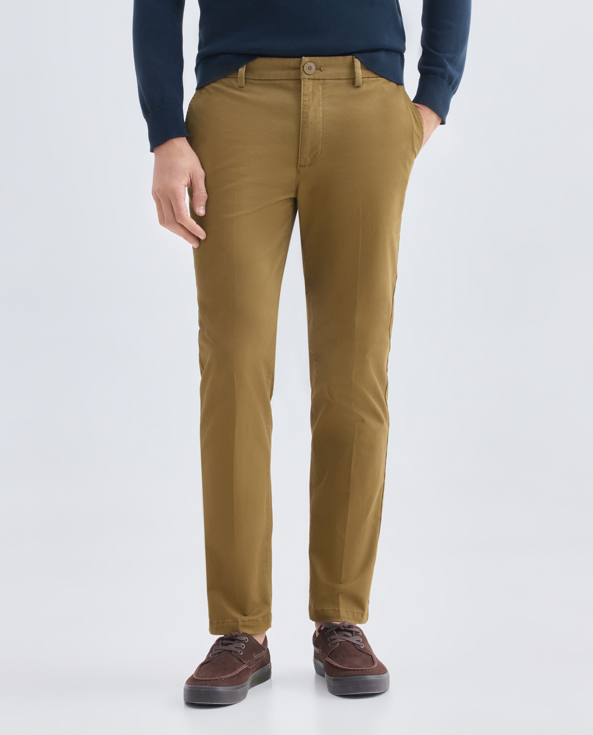 Pantalón hombre chino slim fit Marrón-2