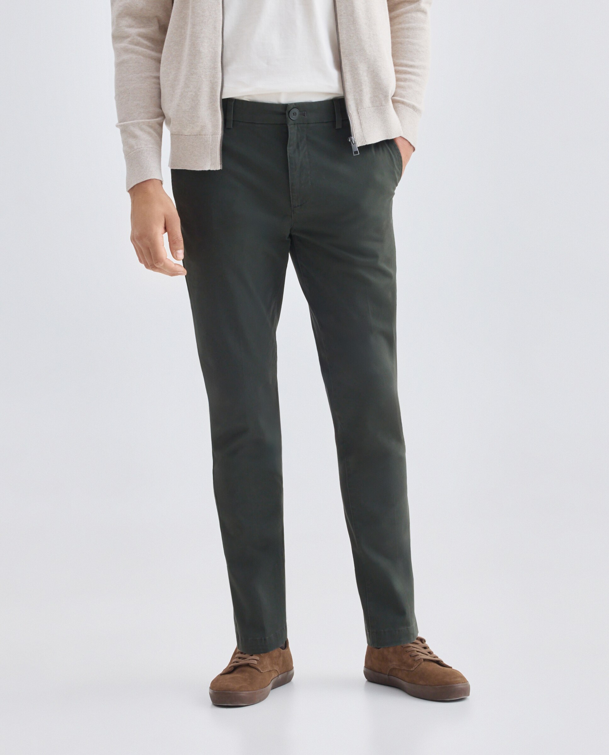 Pantalón hombre chino slim fit 530 Verde oscuro-2