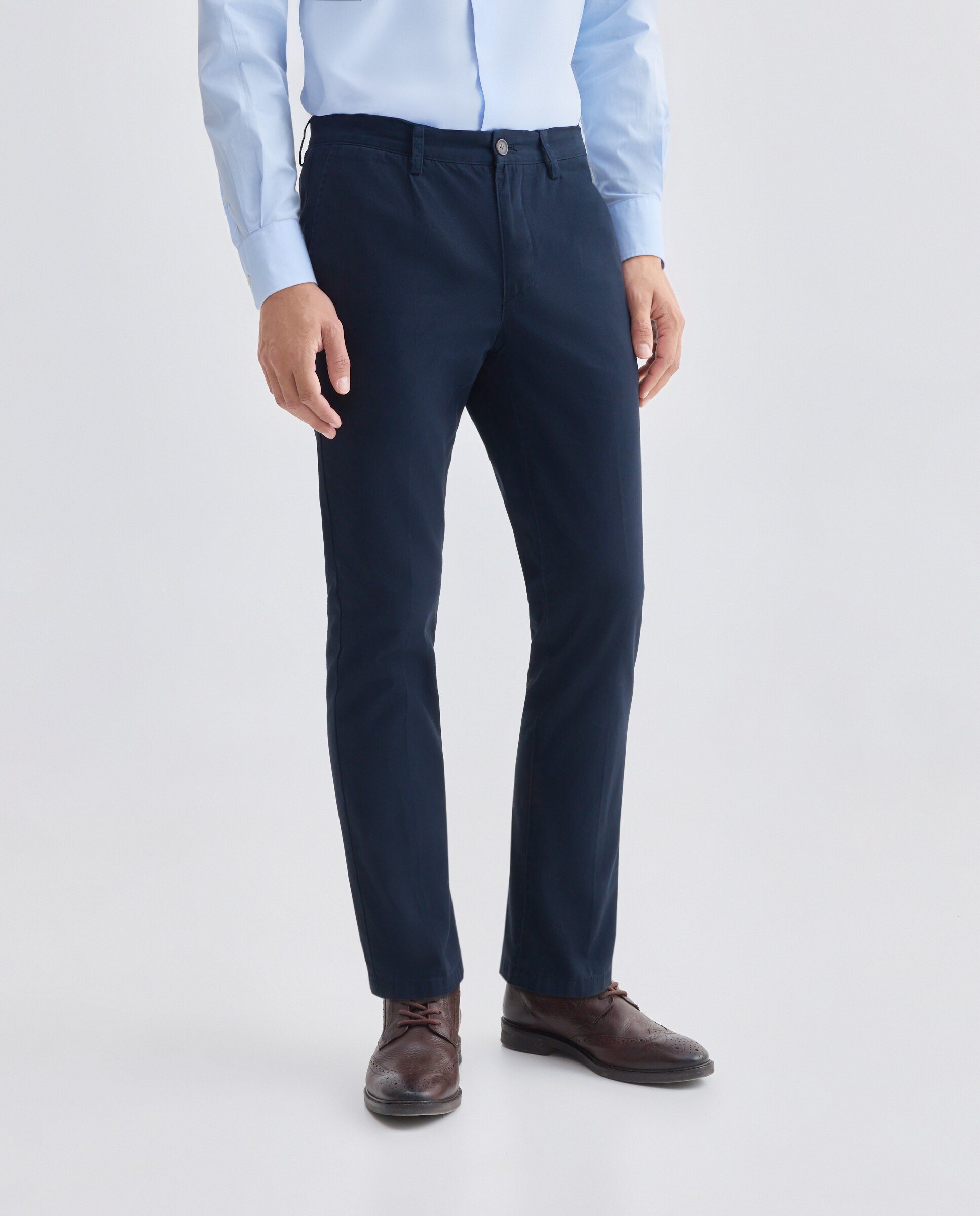 Pantalón hombre chino con pinza regular fit Azul marino-2