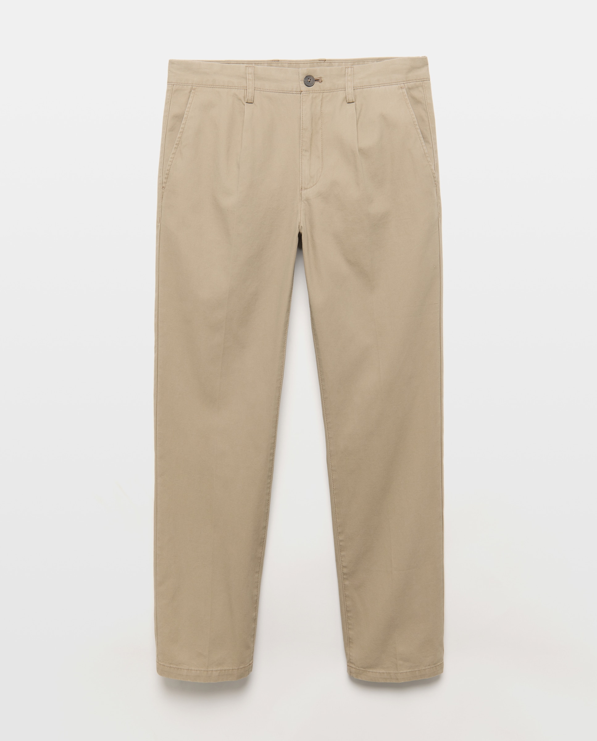 Pantalón hombre chino con pinza regular fit 710 Beige-4