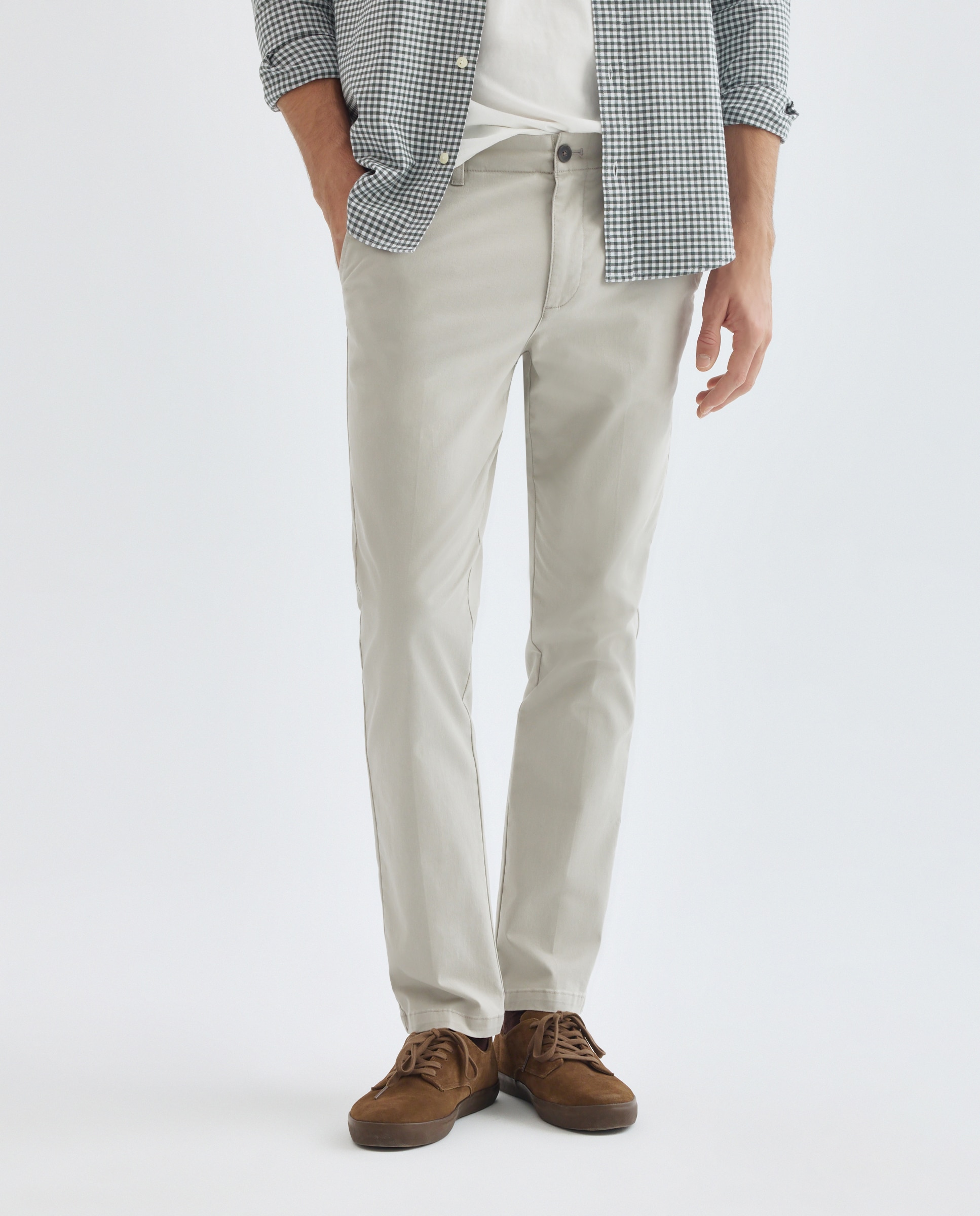 Pantalón hombre chino con goma efecto lavado regular fit Gris claro-2