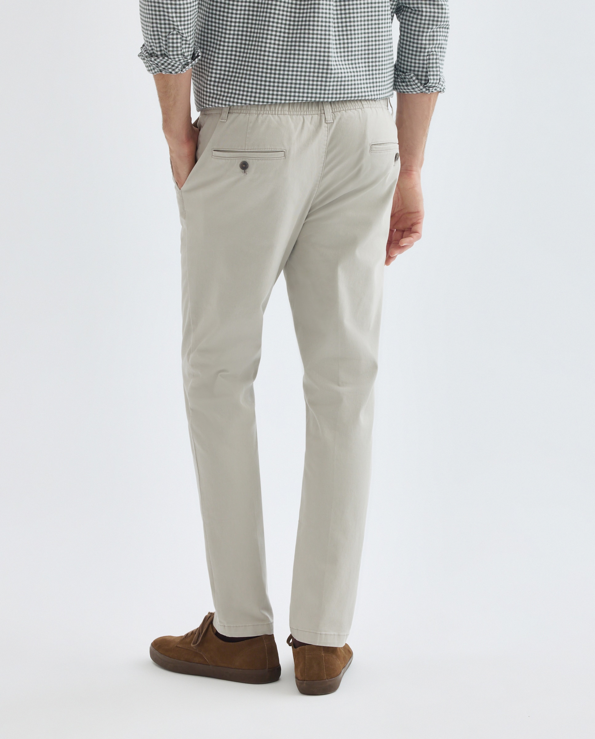 Pantalón hombre chino con goma efecto lavado regular fit Gris claro-3