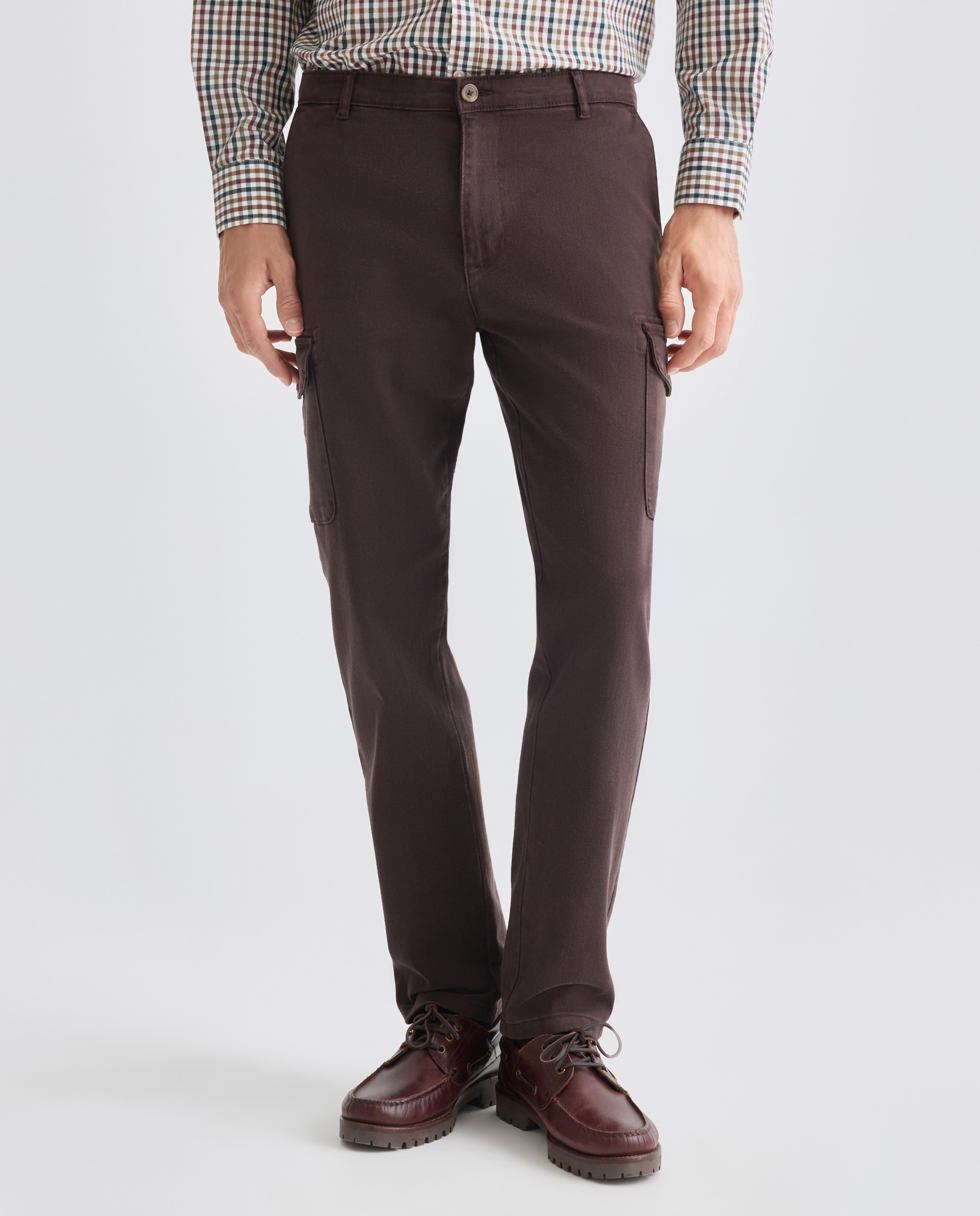 Pantalón hombre chino cargo drill slim fit Chocolate-2