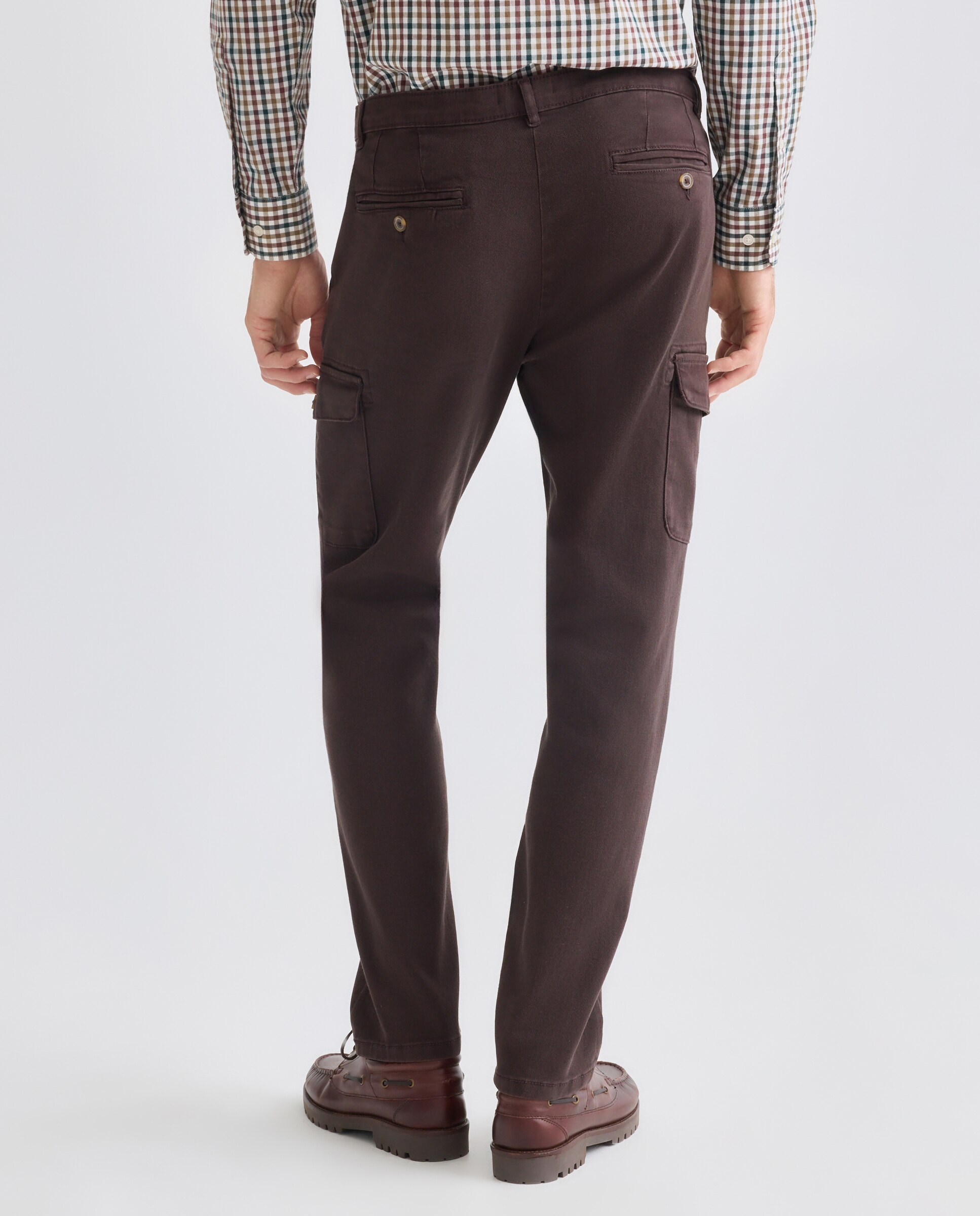 Pantalón hombre chino cargo drill slim fit Chocolate-3