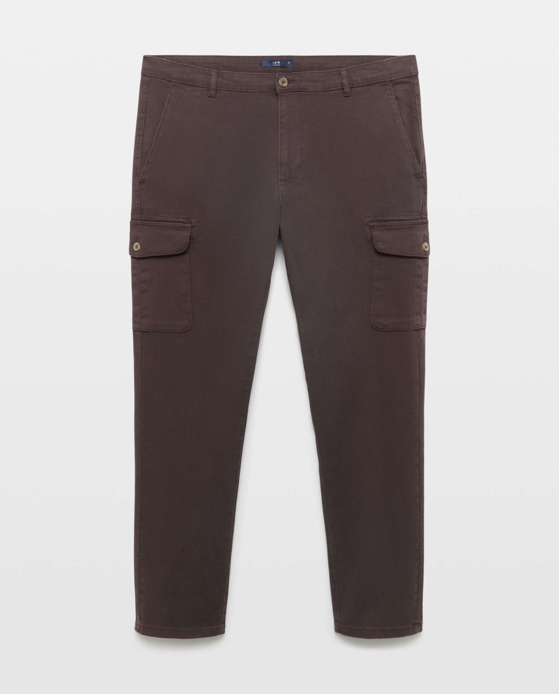 Pantalón hombre chino cargo drill slim fit Chocolate-4