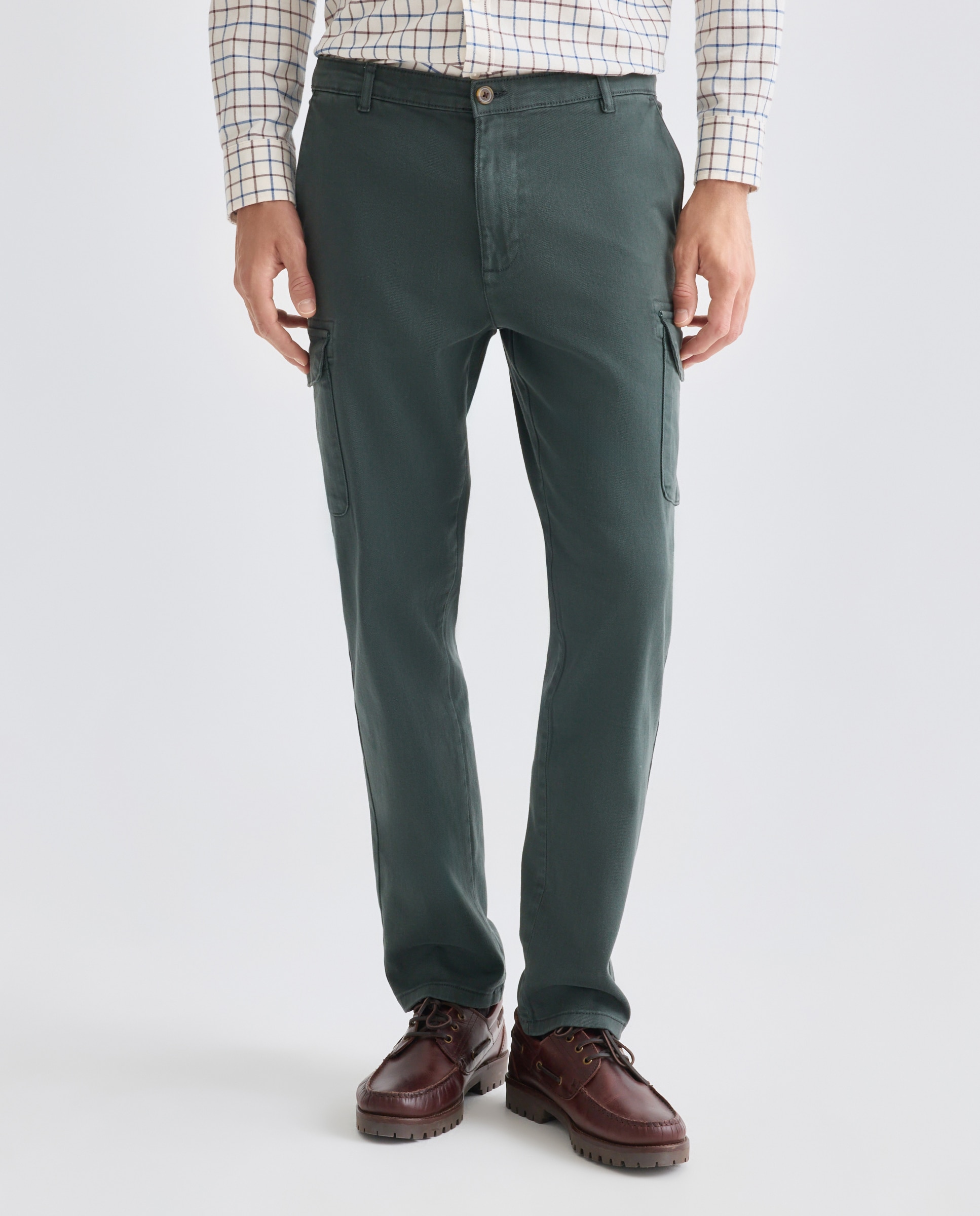 Pantalón hombre chino cargo drill slim fit Verde Pato-2