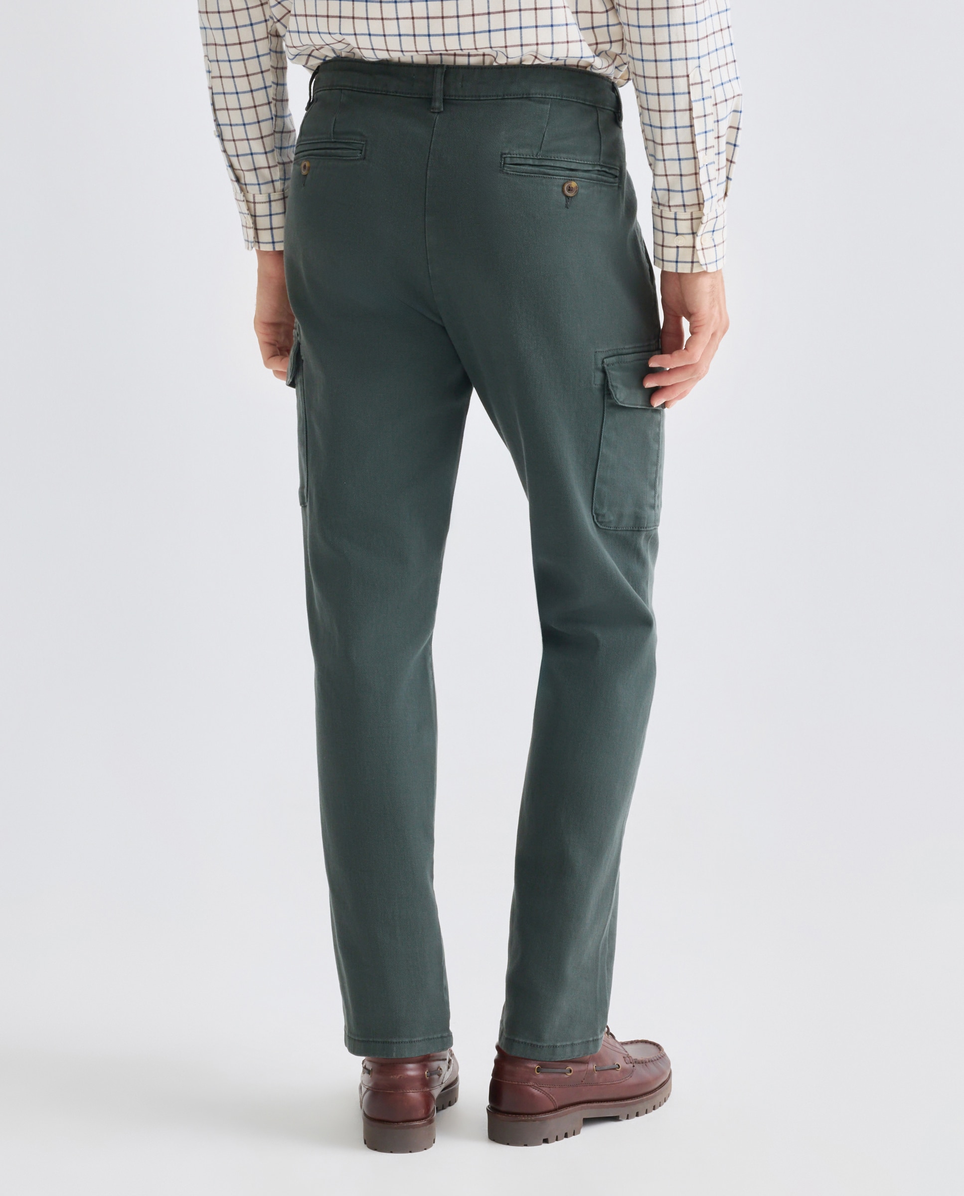 Pantalón hombre chino cargo drill slim fit Verde Pato-3